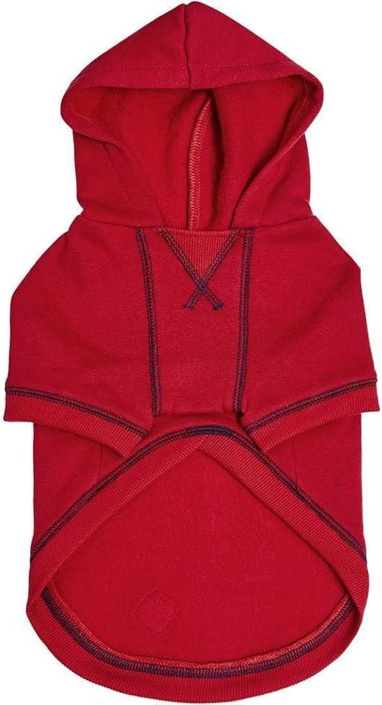 Blueberry Pet Essentials Dog Hoodie – 26 inch, Cotton‑Blend Sweatshirt with Hood, Red, Machine‑Washable Small‑Dog Jersey
