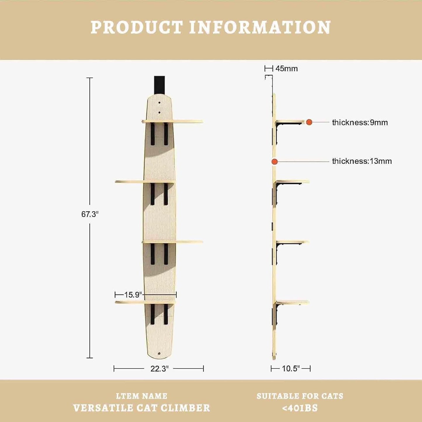Door Hanging Cat Shelf, Multi Level Door Hanging Cat, Cat Tree Door Hanger Mounted Cat Shelves Cat Ladder, 4-Levels Over Door Cat Climber for Indoor Cats