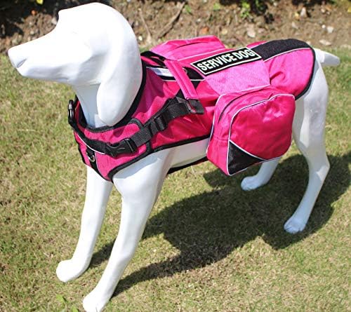 Serijoars Dog Vest Harnesses with Saddlebag Backpack for Camping & Travel - Reflective Hound Hiking Backpack Saddle Bag - Lightweight Vest Harness for Medium & Large Dogs (Hot Pink, M)