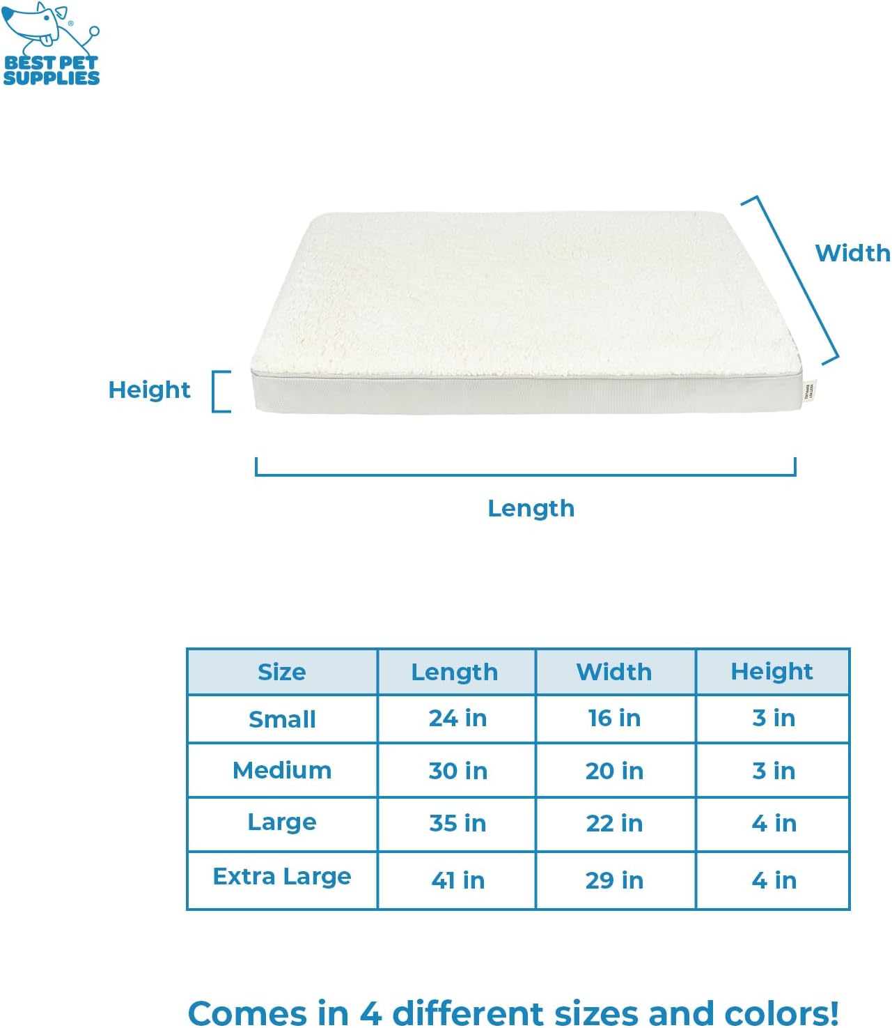 Best Pet Supplies Cute Dog Crate Mat Flat Bed with Waterproof Exterior, Thick Orthopedic Egg Foam Mattress, and Soft Sherpa Fleece Cover for Small, Medium, and Large Breeds - Beige, 41X29X4