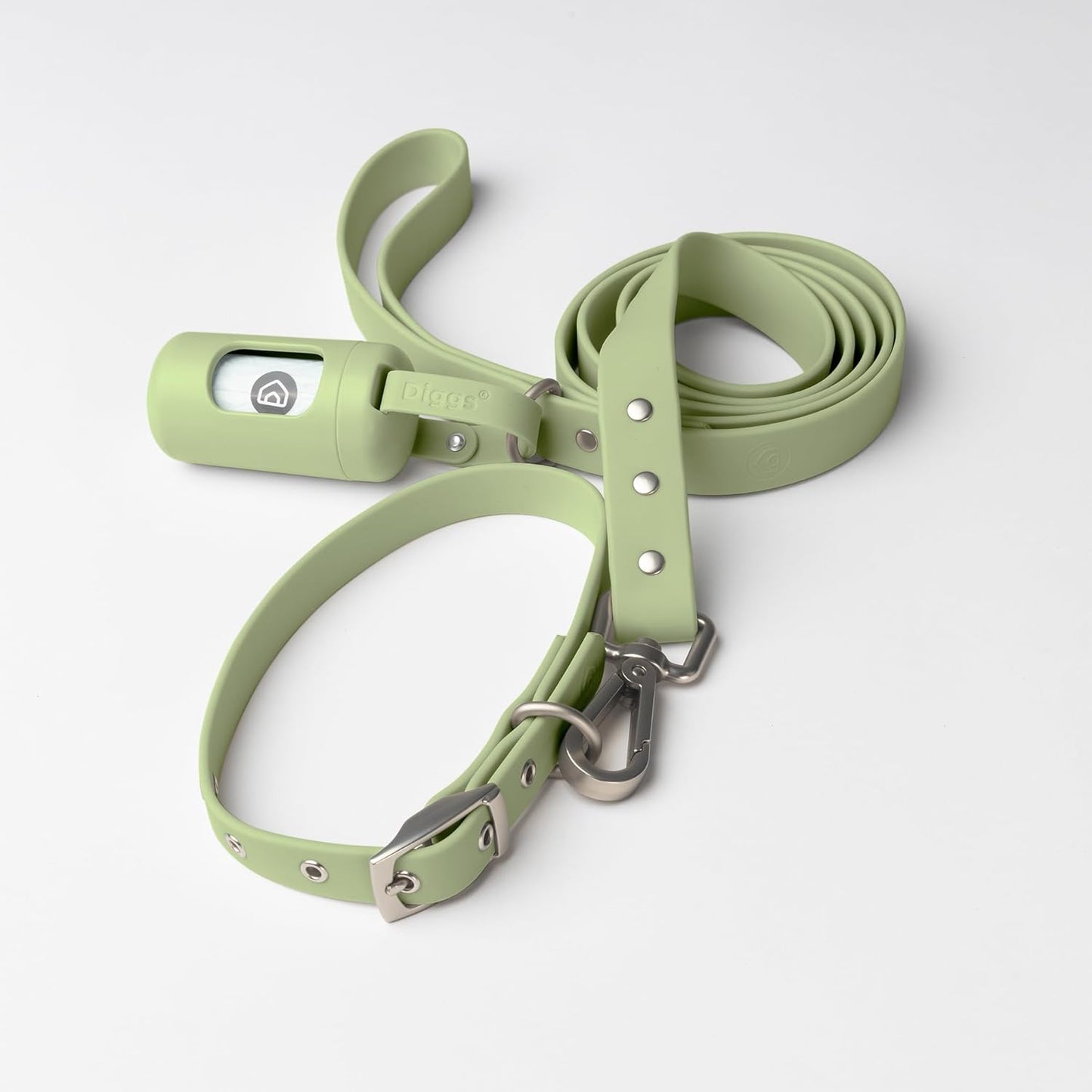 DIGGS Dog Poop Bag Dispenser for Leash - Premium Dog Waste Bag Holder with Easy One-Hand Dispensing (Sage)