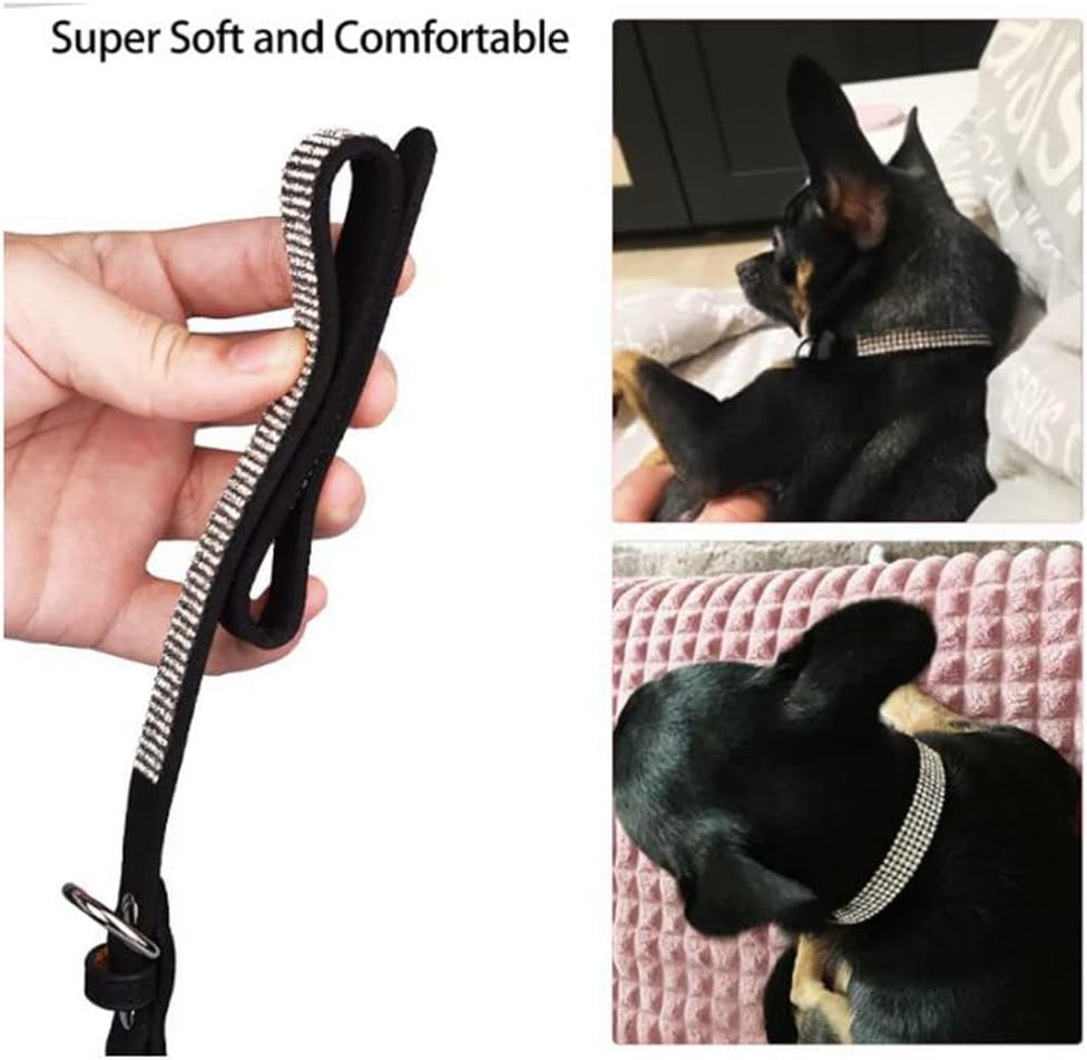 Rhinestone Dog Collar for Small Dogs, Bling Diamond Fancy Crystal Glitter Pretty Jewel Pet Puppy Collars for XXS XS Small Medium Large Breed Girl Dogs Female Cats Kitten, Colorful Black XXSmall