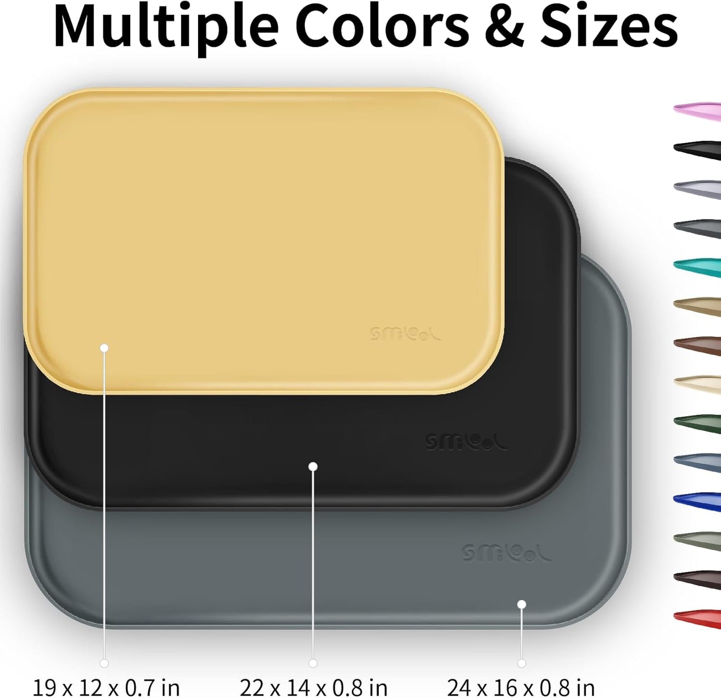 Silicone Pet Feeding Mat with Raised Edge for Food and Water, Dog Bowl Mats, Cat Bowls Placemat with High Lip for Floor Waterproof, Rubber Tray for Cats and Dogs 24 x 16 x0.8 Brown