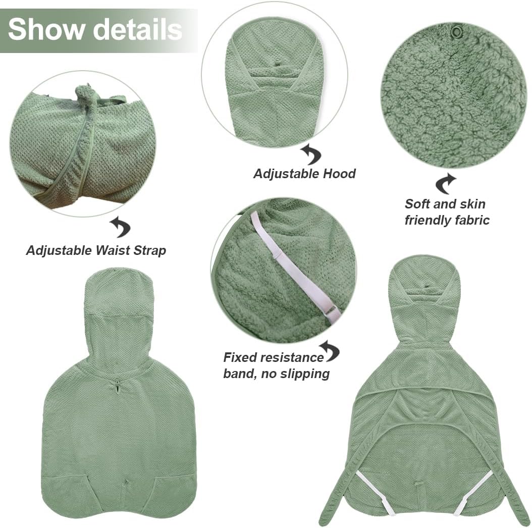 KOOGALSmall to Medium Size Dog Bathrobe, Quick Drying Super Absorbent Used for After Bathing, Warm Dog Towels, Adjustable Hoodies and Belts for Pet Dogs Bath Clothes Products(Green Jacquard, L)