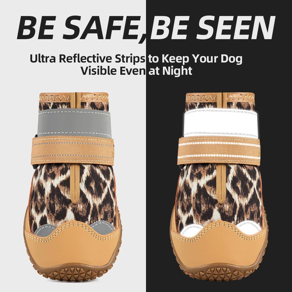 Dog Shoes for Small Dogs, Dog Boots & Paw Protectors for Hardwood Floors, Outdoor Dog Booties for Hot Pavement Winter Snow Hiking, Waterproof Dog Shoes with Reflective Strips Size 2