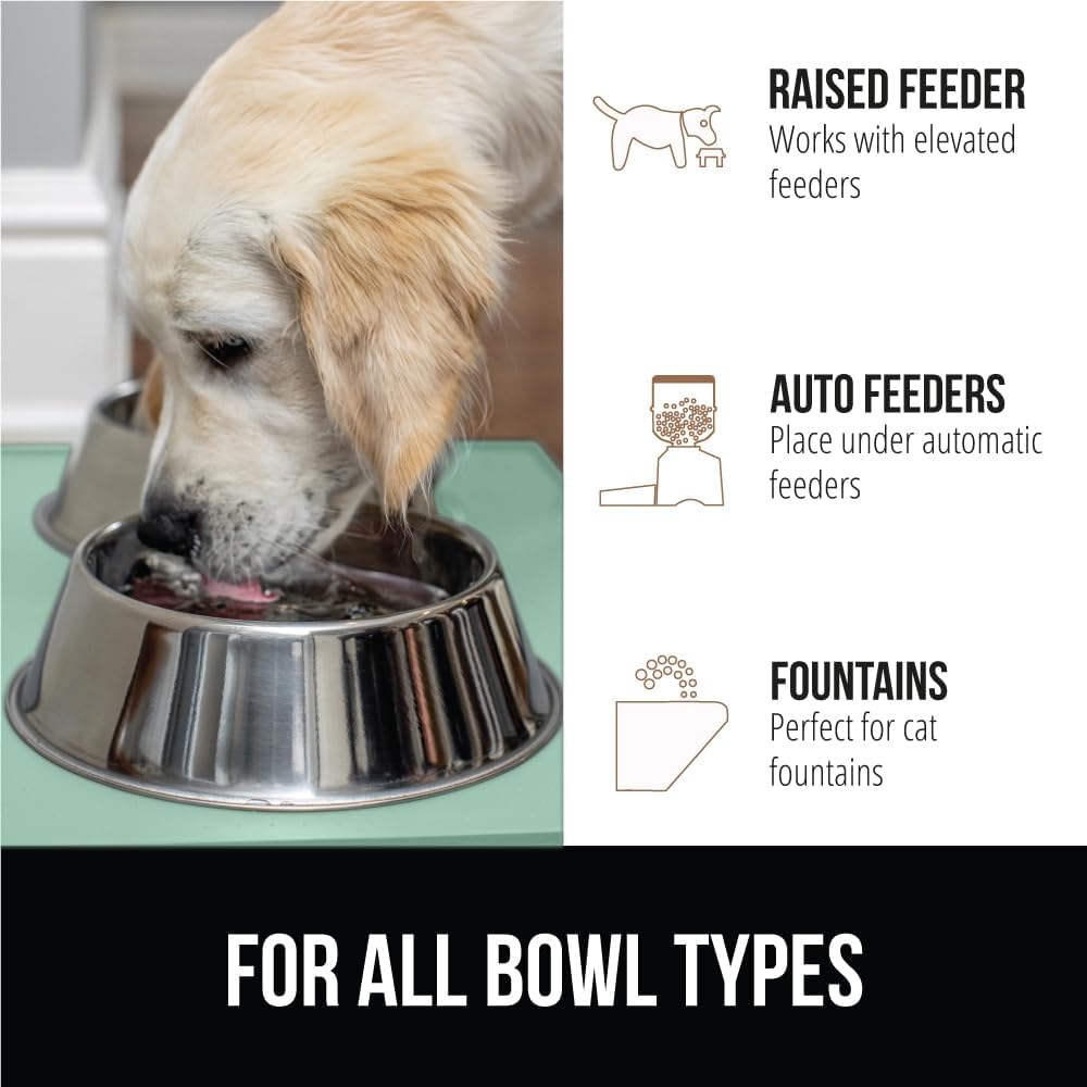 GORILLA GRIP 100% Waterproof Raised Edge BPA Free Silicone Pet Feeding Mat, Dog Cat Food Mats Contain Spills Protects Floors, Placemats for Cats and Dogs Water Bowl, Pets Accessories 16x10, Mint