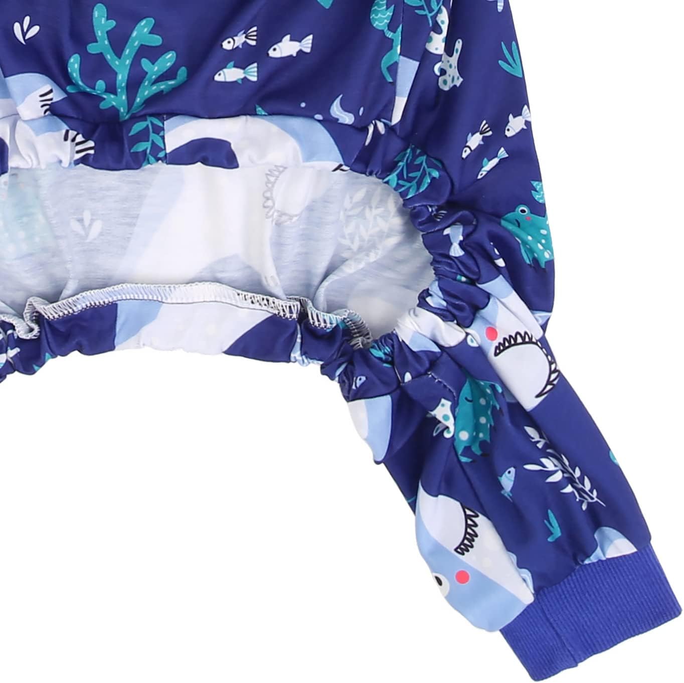 HDE Dog Pajamas One Piece Jammies Jumpsuit Pet Clothes Outfit Stretchy Lightweight Comfy Shirt Pjs for M-3XL Dogs Sharks - XXL