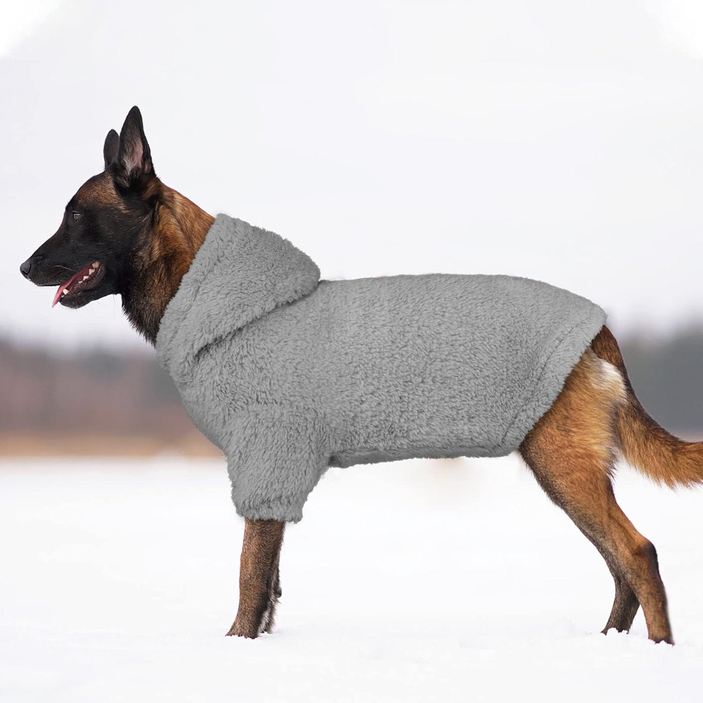 Stpiatue Dog Hoodie, Warm Soft Fleece Dog Coats Hooded Sweatshirt for Large Dogs, XX-Large, Grey