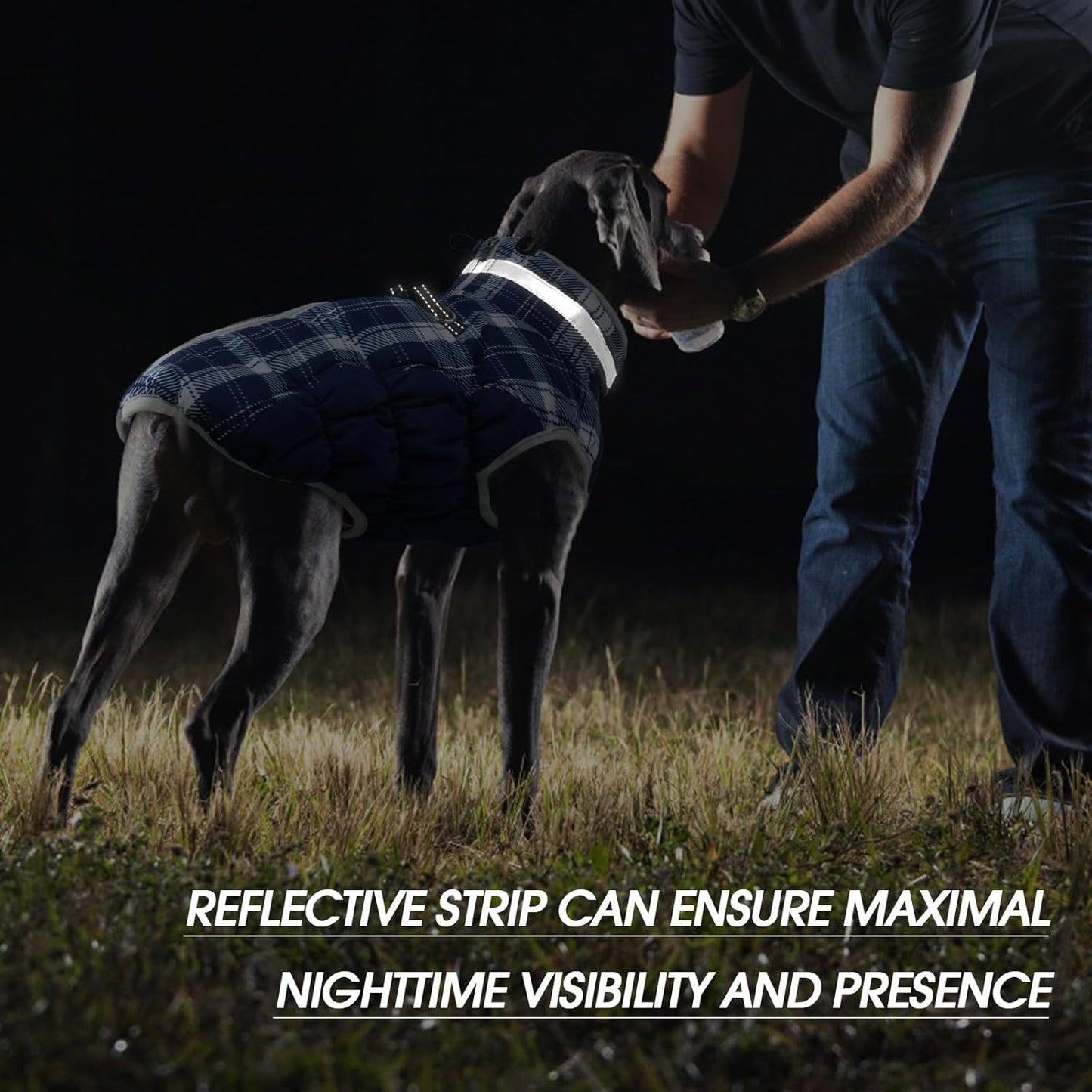 FUAMEY Dog Coat for Large Dogs,Waterproof Dog Winter Jacket with Harness Built in Puppy Cold Weather Coats Reflective Pet Vest with Zipper Warm Fleece Dogs Snowsuit Windproof Blue Plaid XL