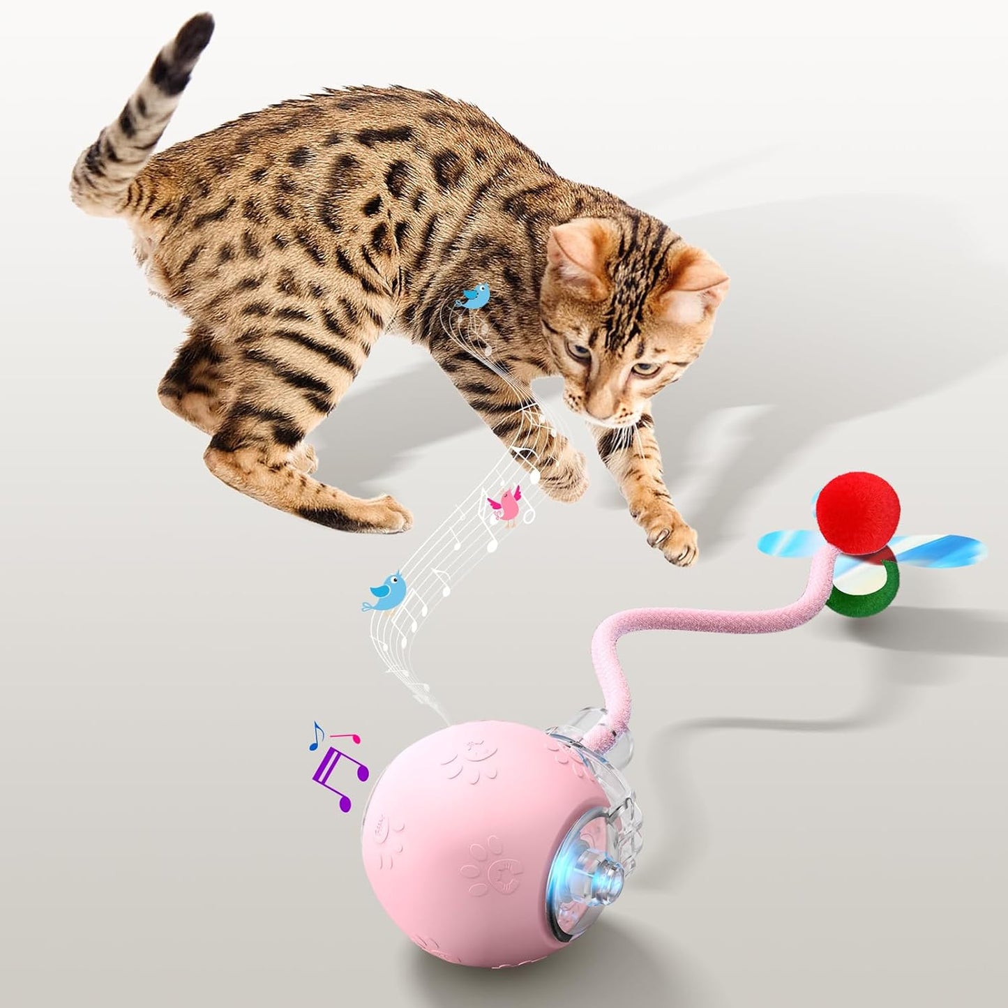 Interactive Cat Toys for Indoor Cats - Kitten Toy with Speedy Tail 2.0, Automatic Cat Toys for Bored Indoor Adult Cats, Motion-Activated, 2025 New Upgraded, USB Rechargeable (Pink)