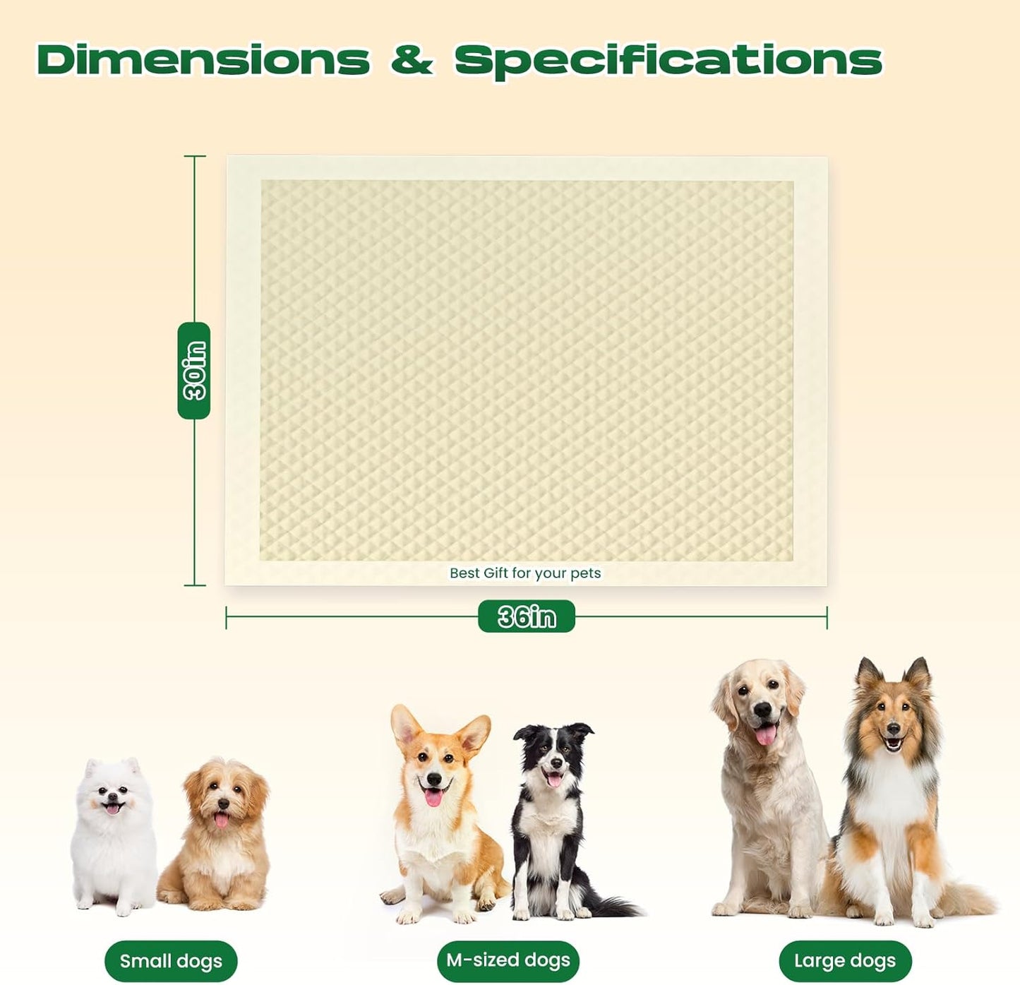 50-Count 30"x36" XXL Puppy Pads Disposable Pee Pads for Dogs Extra Large Super Absorbent Bamboo Training Pads Deodorizing & Leak-Proof with Adhesive Tabs