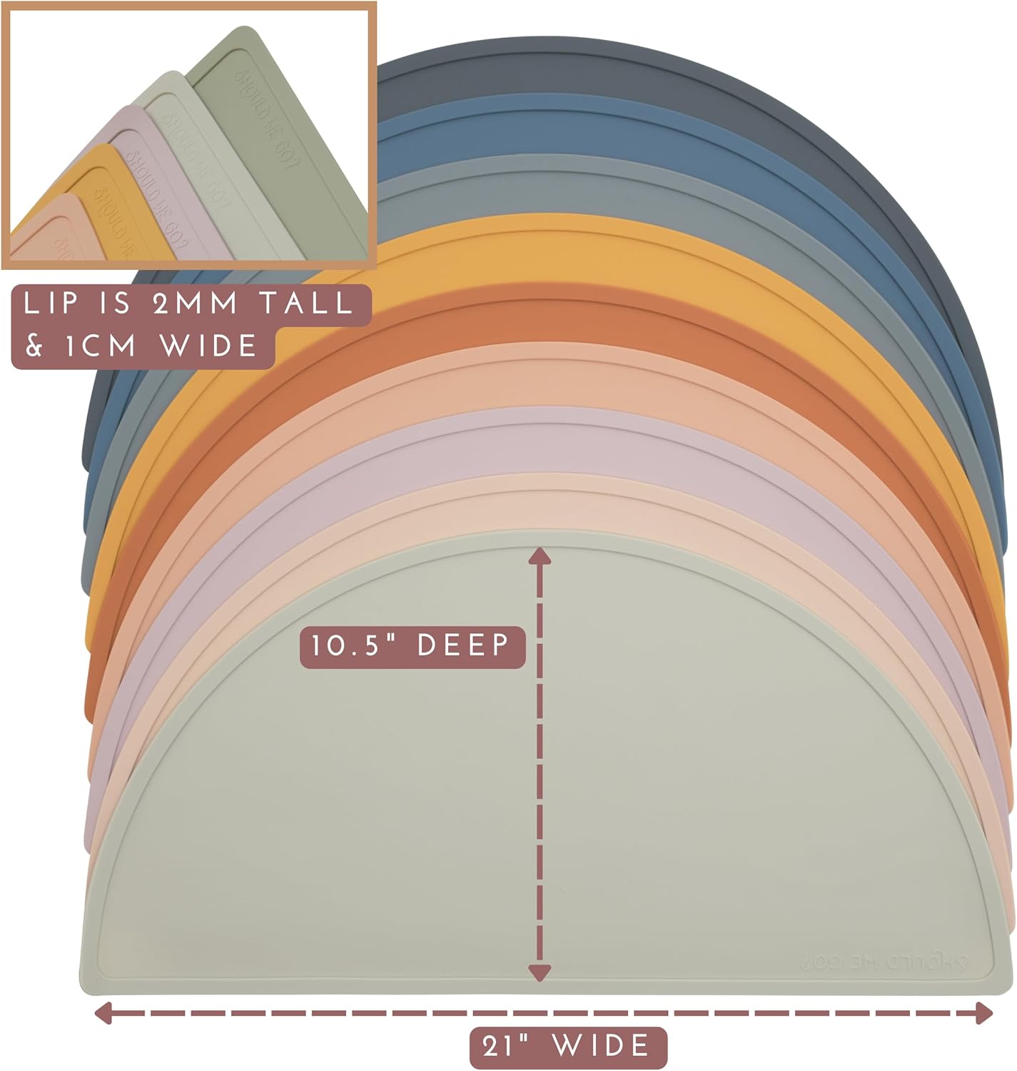 Waterproof Silicone Pet Food Mat - Non-Slip, Spill-Proof Feeding Mats for Floors, Raised Edge Design, Easy-to-Clean Mat for Dog & Cat Bowls, 21" Across x 10.5" Deep, Medium-Charcoal