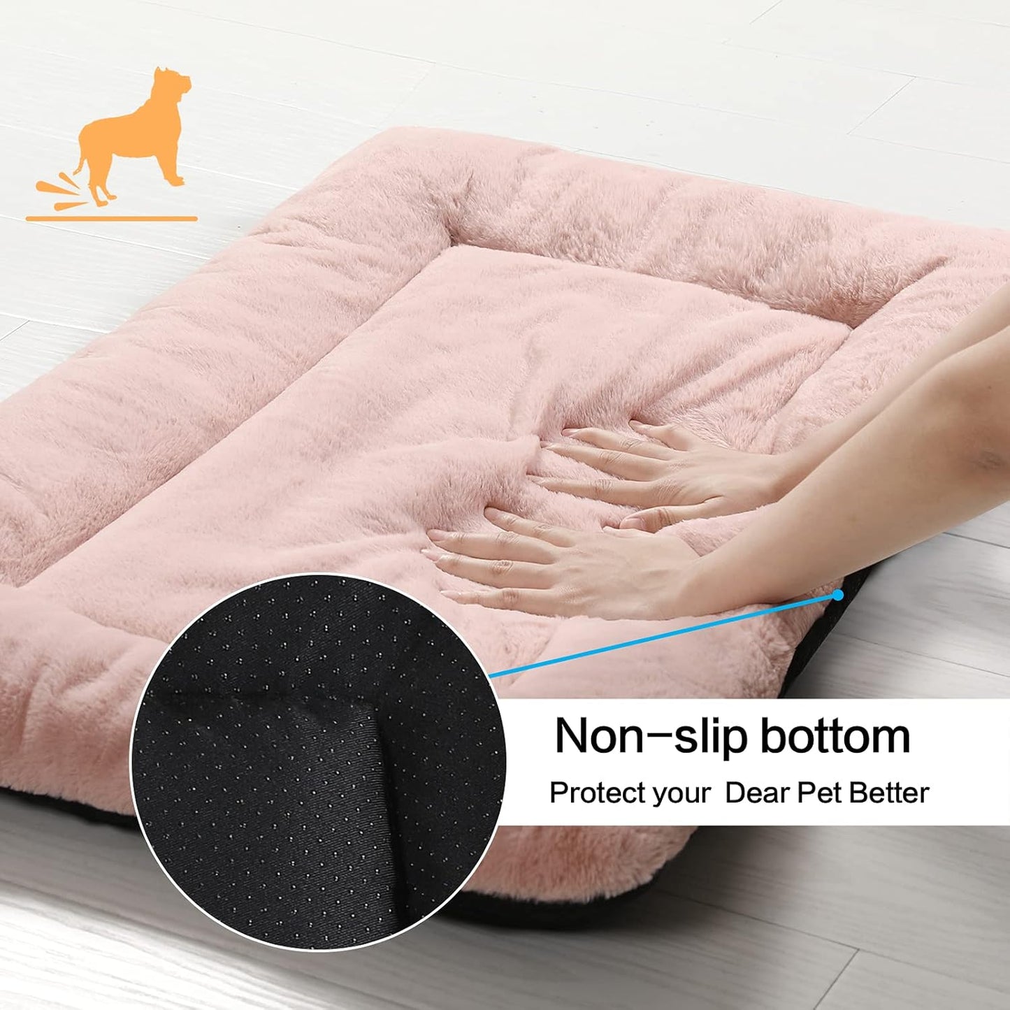 Dog Beds Crate Pad for Large Dogs Ultra Soft Dog Crate Bed Washable & Anti-Slip Kennel Pad for Dogs Cozy Sleeping Mat,Pink 42inch