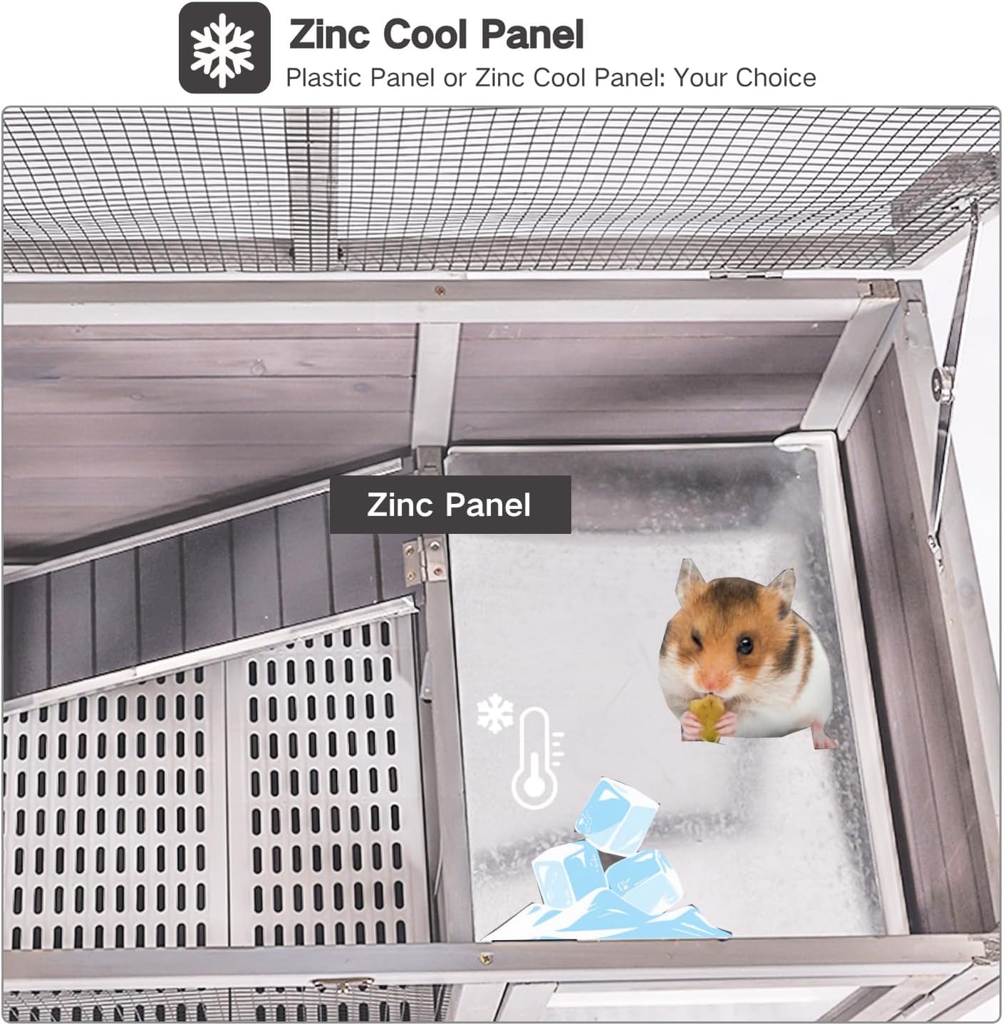 Guinea Pig Cage Indoor with Wheels Rabbit Hutch with Removable Proof Tray and Cool Zinc Plate Chew-Resistant Metal Frame Hamster Cage with Elevated Legs 36.6" L(Grey)