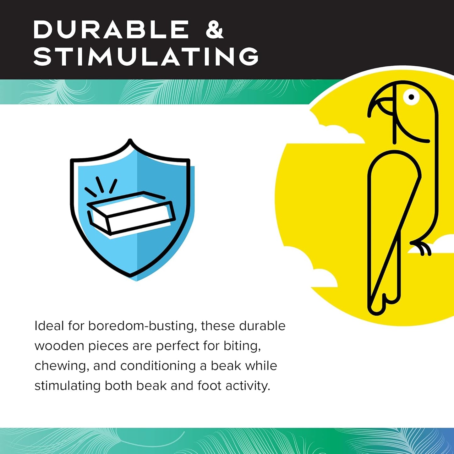 Featherland Paradise Knots N Blocks Bird Toy, Bird Toys, for Parrots, Cockatoos, Macaws, Very Large Birds and Big Beaks