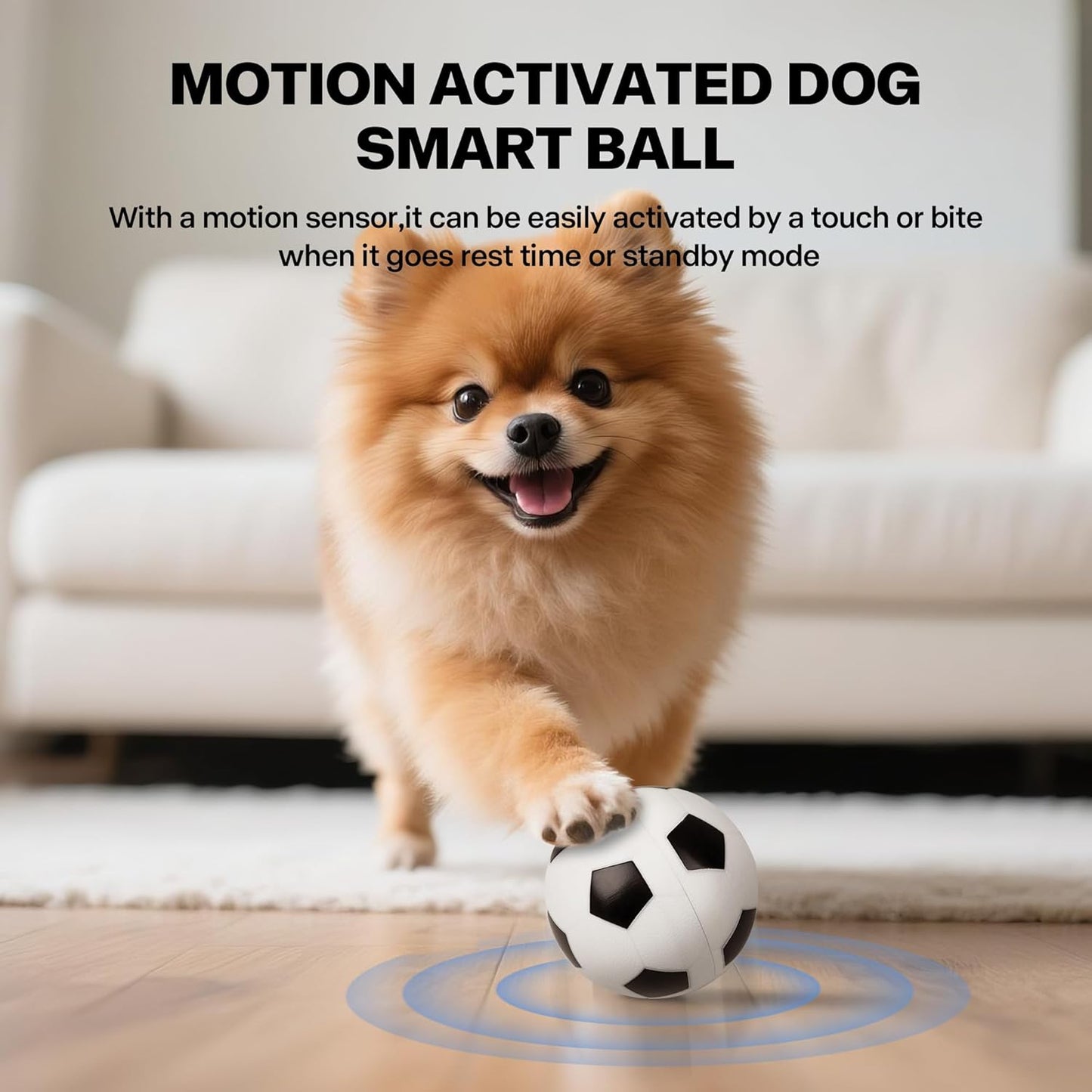 Pet Prime Active Rolling Ball for Dogs Motion Activated Rechargeable Automatic Interactive Dog Ball Toy with LED Light Self Moving Toy for Small Medium Large Dogs to Play
