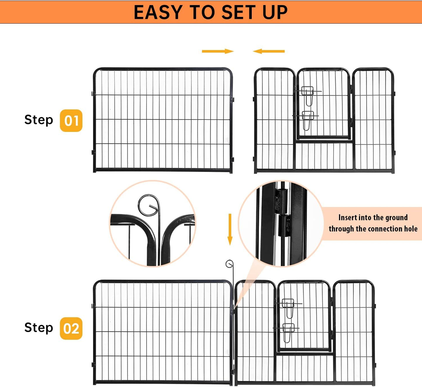 BestPet Dog Playpen Indoor 24 inch 8 Panels Metal Dog Pen Pet Dog Fence Outdoor Exercise Pen with Doors,Pet Puppy Playpen for RV Camping Yard, Black