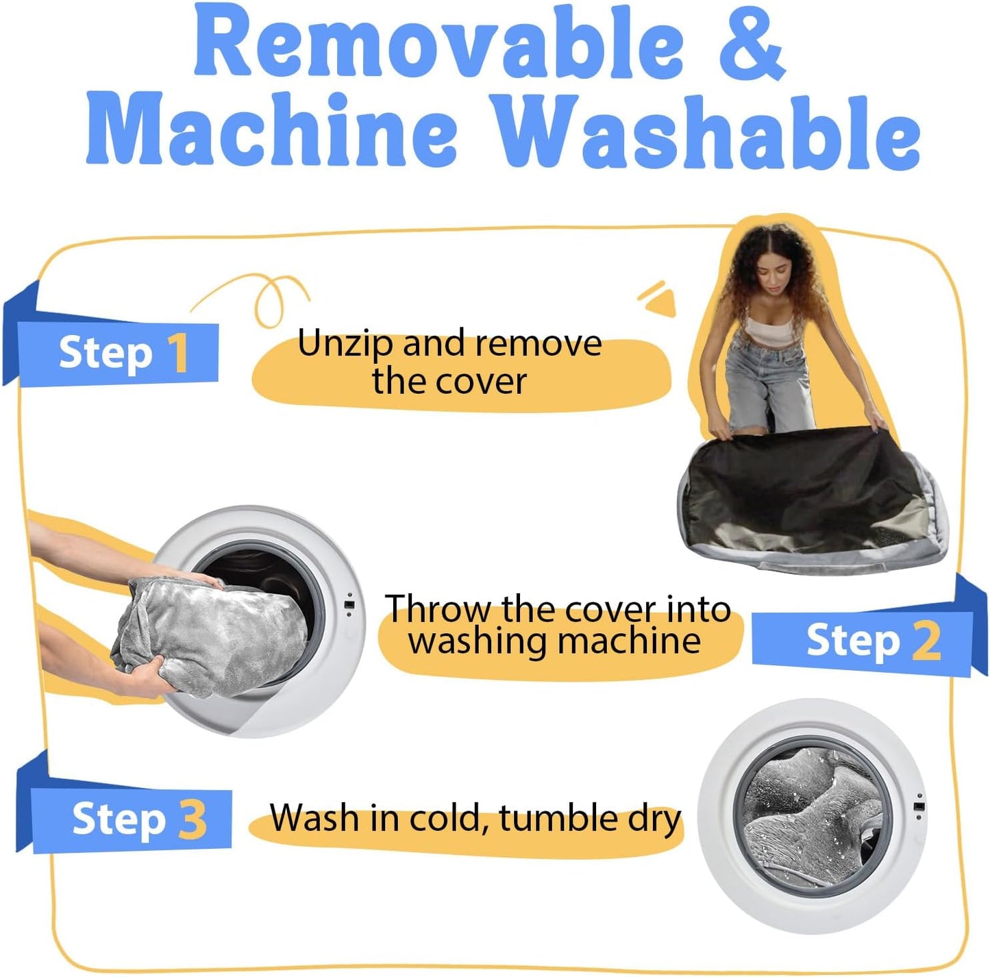 Washable Orthopedic Large Dog Bed - Extra Large Dog Beds with Bolsters Removable Orthopedic Foam Support Dogs Bed Waterproof Cover Non-Slip Bottom Pet Beds