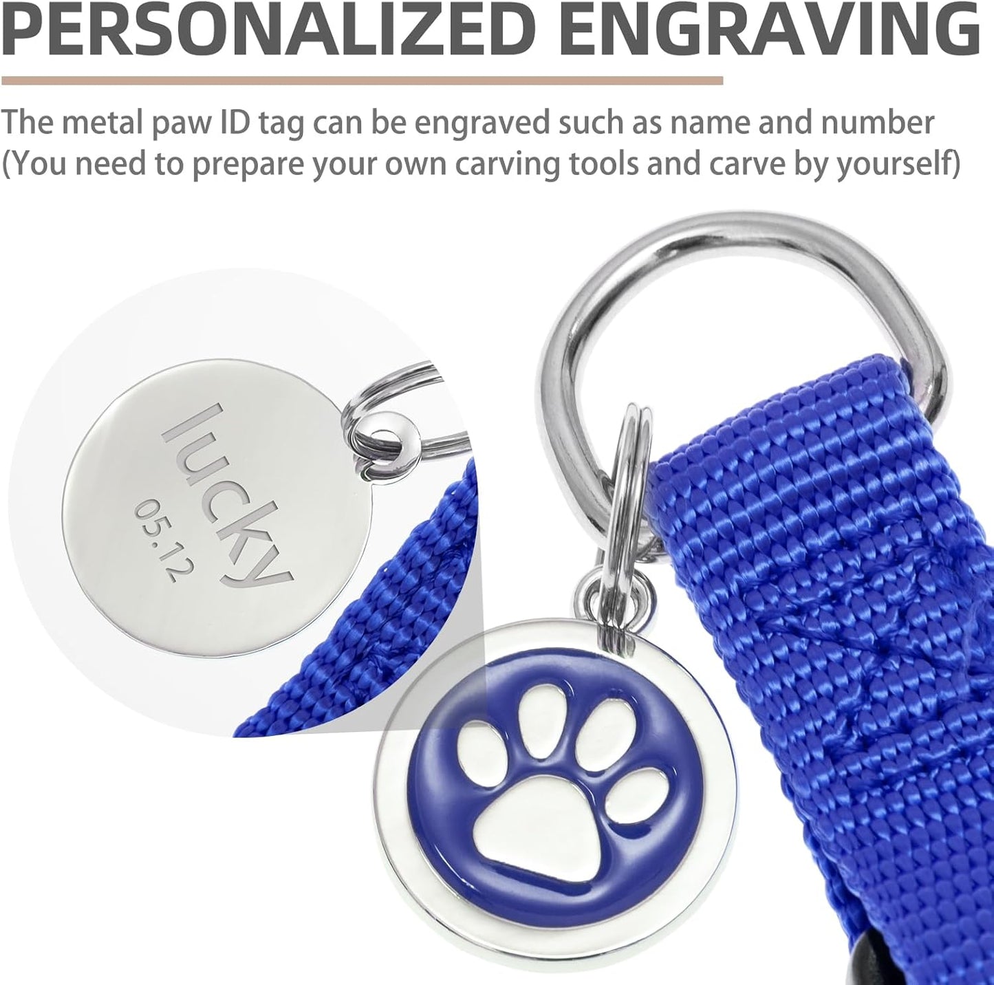 PUPTECK No Pull Dog Harness Soft Adjustable Basic Nylon Step in Puppy Vest Outdoor Walking with ID Tag and A-ir Tag Case, Navy Blue, M