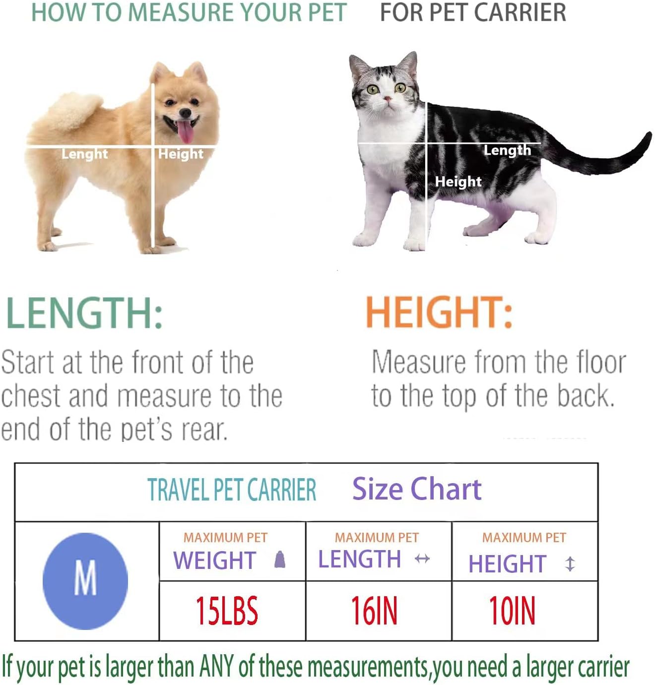 Cat Carrier Dog Carrier Pet Carrier Cat Bags for Small Medium Cats Dogs Puppies of 15 Lbs,of Airline Approved Small Dog Bag Soft Sided,Collapsible Travel Puppy Carrier (Medium, Black)