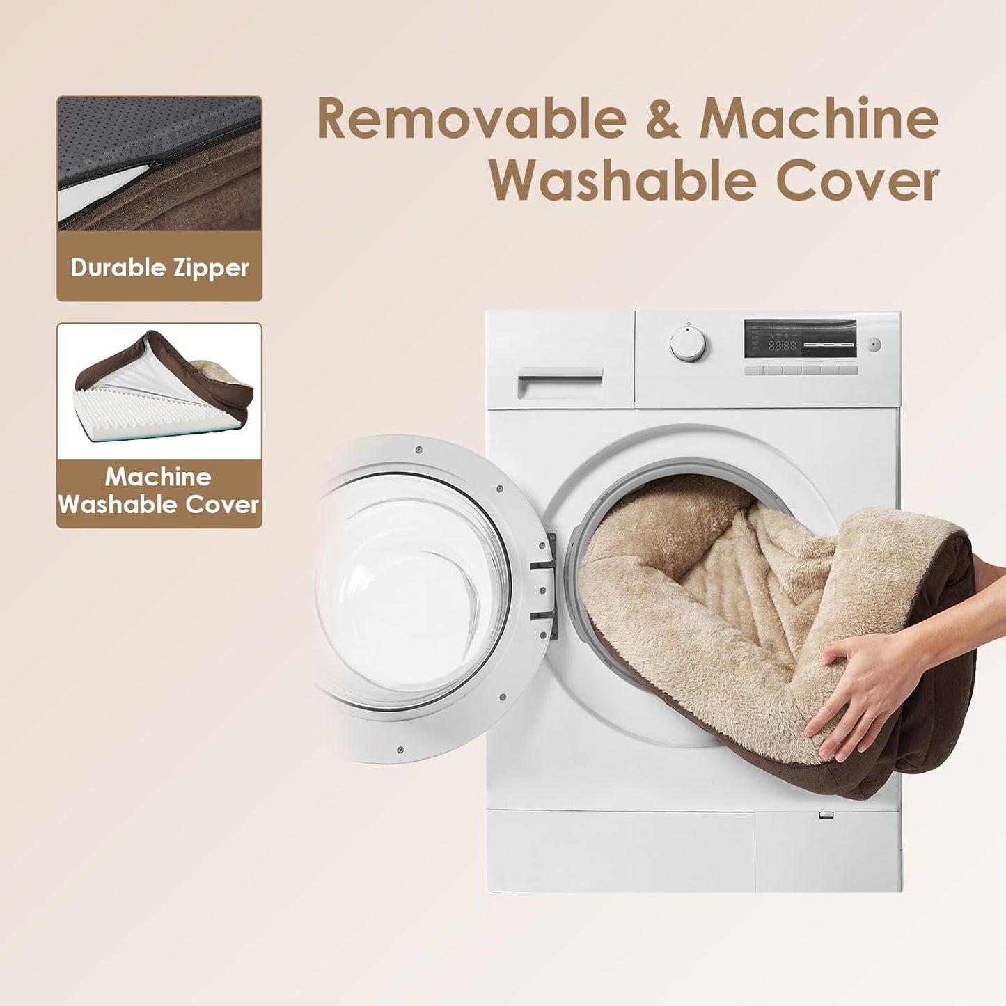 EHEYCIGA Memory Foam XL Dog Bed for XLarge Sized, Extra Large Orthopedic Dog Sofa with Sides and Waterproof Liner, Washable Bolster Pet Bed Couch with Removable Cover, 42x30x7.5 Inch, Brown