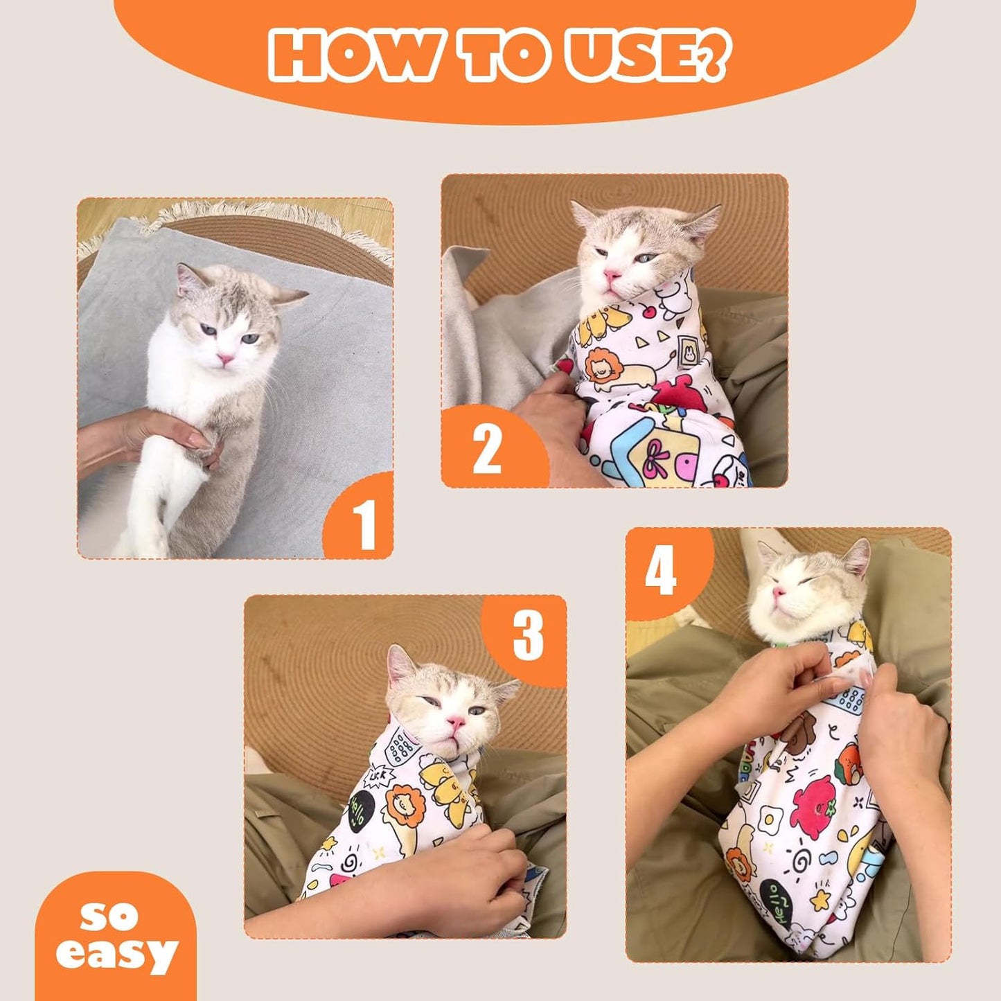 Cat Grooming Wrap, Cat Wrap Self-Adherent, Anti-Scratch Anti-Bite, Anti-Escape Grooming Bag for Cats Nail Clipping, Ear Cleaning, and Teeth Brushing (19.7 × 19.7" Dog)