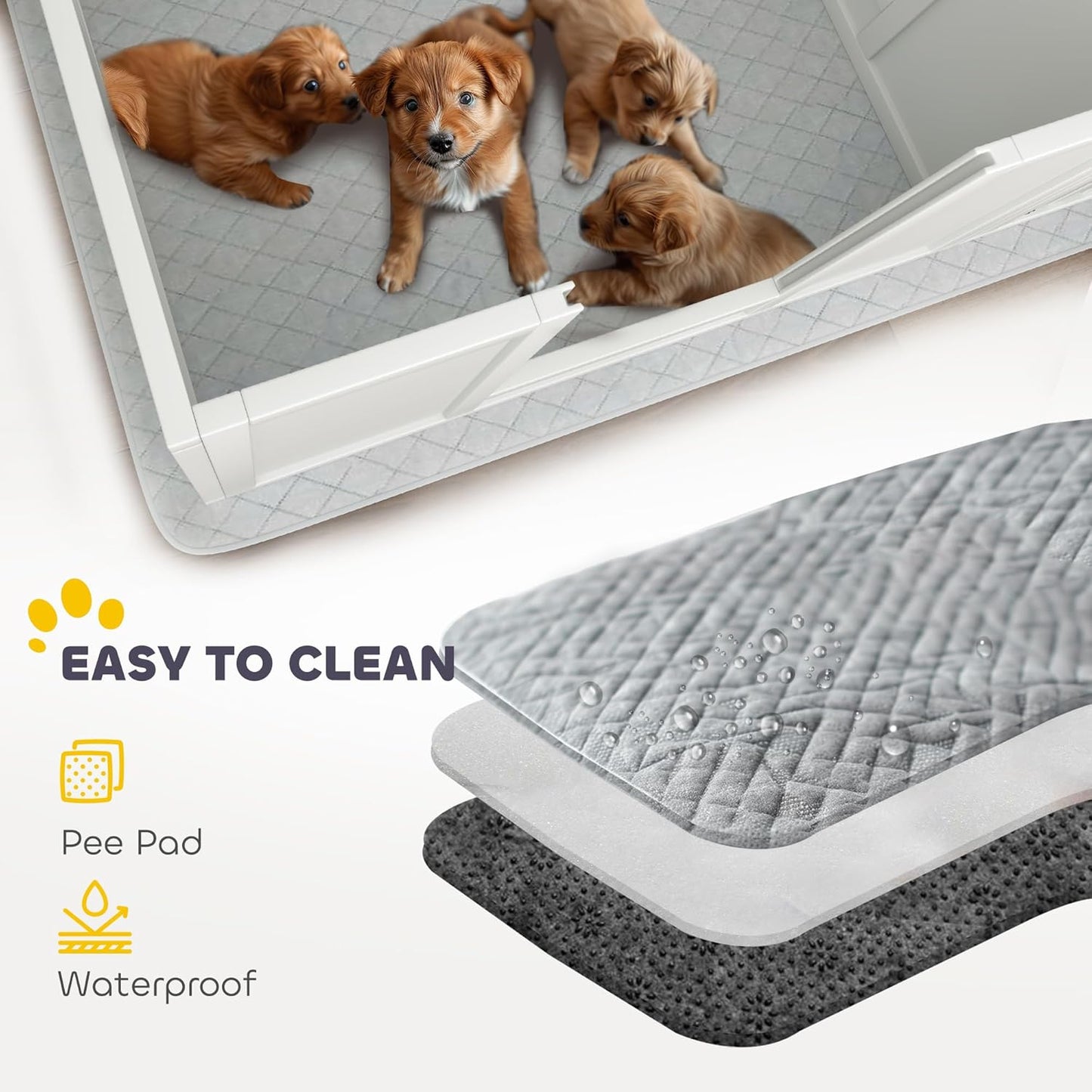 PawHut Whelping Box for Dogs and Puppies, Whelping Pen with Washable Waterproof Pee Pad & Adjustable Door for Large, Medium and Small Dogs, White, 96" x 47" x 19"