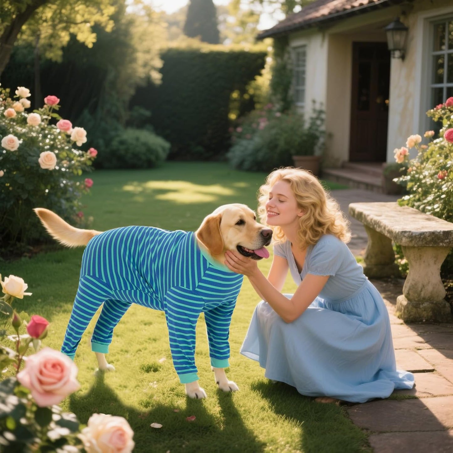 Yeapeeto Dog Onesie Surgery Recovery Suit for Large Medium Bodysuit Dogs Pajamas PJS Full Body for Shedding, Prevent Licking, Wound Protection, Cone Alternative… (Blue Green, 5XL)