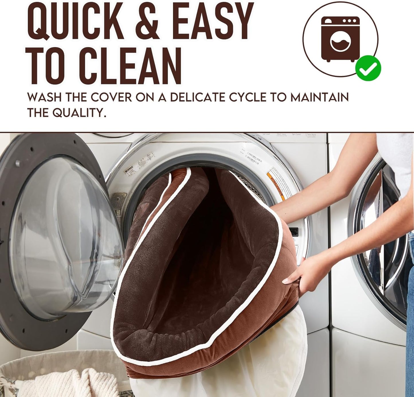 OhGeni Orthopedic Jumbo Dog Couch Pet Sofa XXL Sized Cat Beds with Comfort Foam Support, Soft Comfortable Fabric, Machine Washable Waterproof Removable Cover, 48-Inch (Brown)