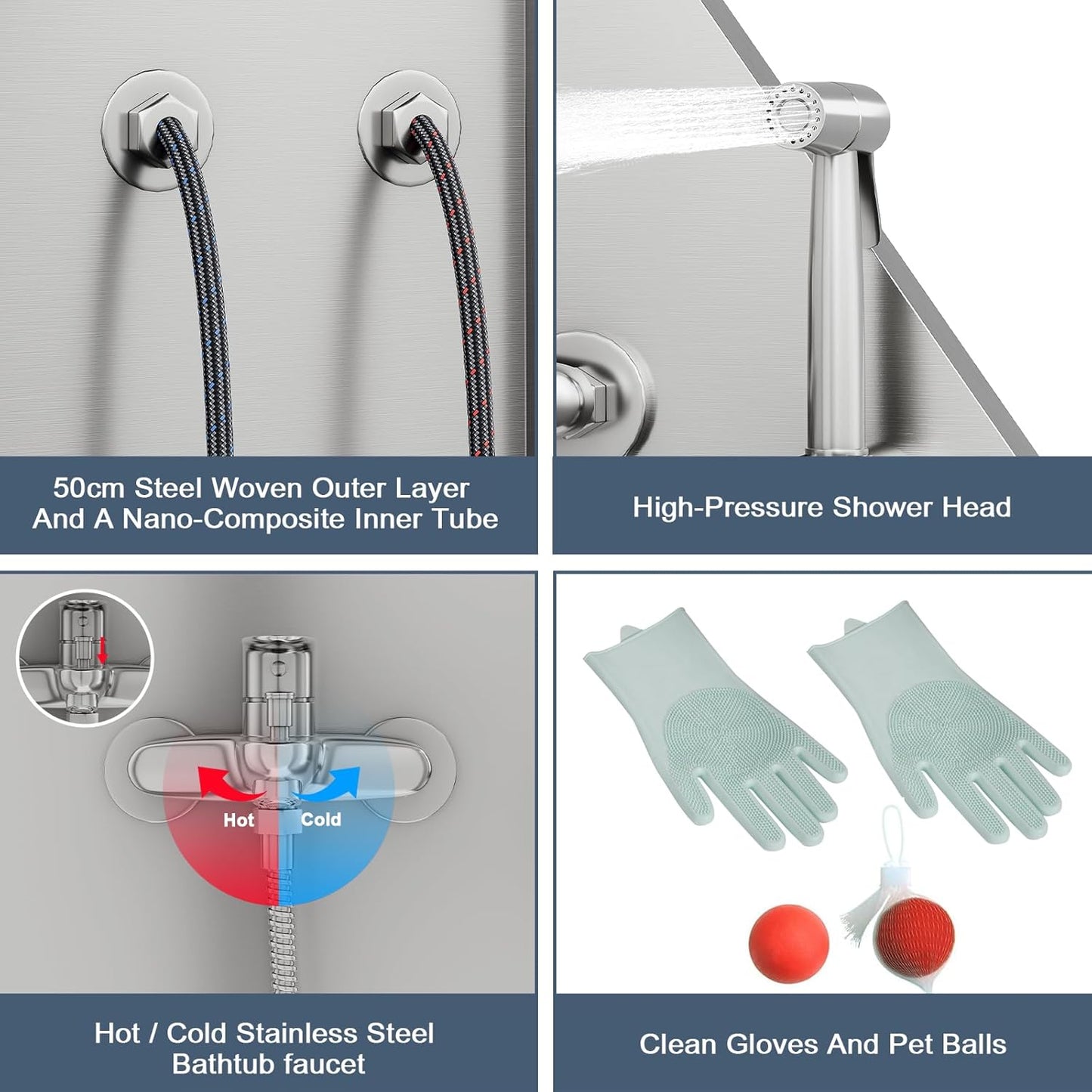 CuisinSmart 62" Dog Bathtub for Large Dogs, Professional Dog Washing Station with Dog Wash Attachment, Dog Bath Pool for Outdoor, Indoor Shower and Grooming (62" Right Door)