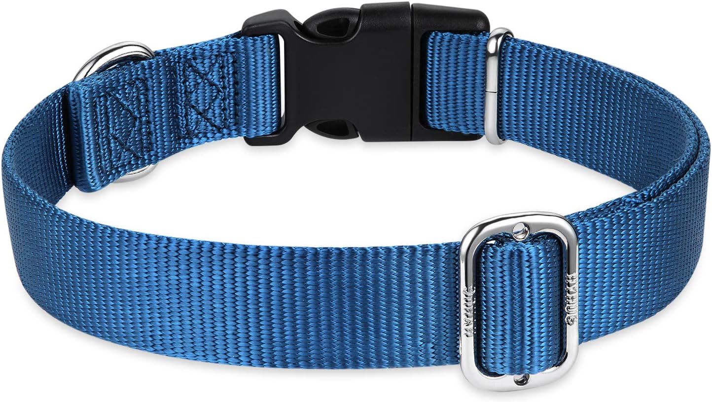 Hyhug Dog Collar for Large Dogs, Heavy Duty, Blue | Quick Release Nylon Buckle Collar, Adjustable & Durable Pet Supplies for Boy & Girl Dogs(Large, Classic Blue)