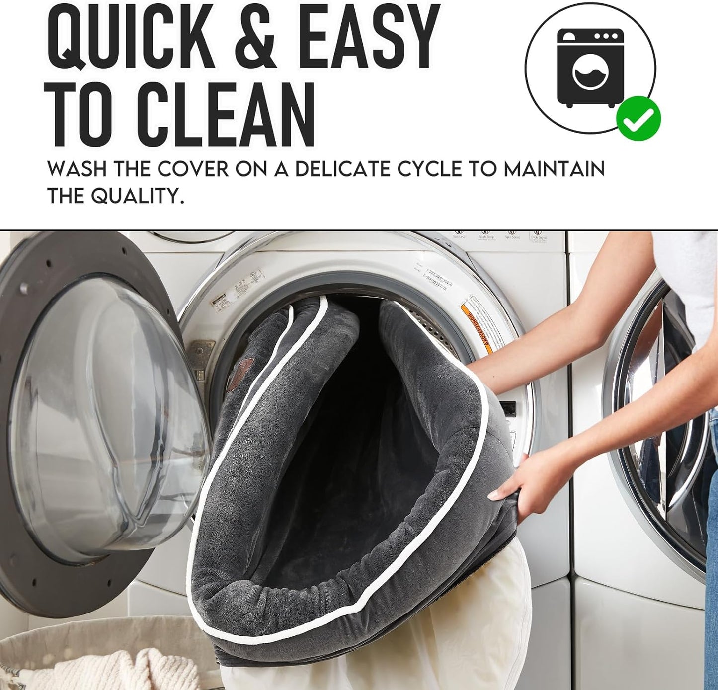 OhGeni Orthopedic Dog Couch Pet Sofa Large Sized Cat Beds with Comfort Foam Support, Soft Comfortable Fabric, Machine Washable Waterproof Removable Cover, 35-Inch (Gray)