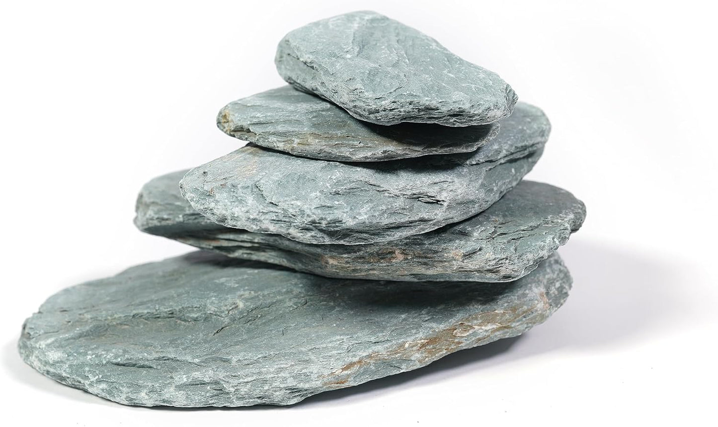 LANDEN River Slate Stone Natural Rocks(18lbs, 3~9 inches,13pcs) for Aquariums, paludariums, Terrariums, Reptile, and Amphibian Enclosures Decorative of Stream's Caves and Caverns