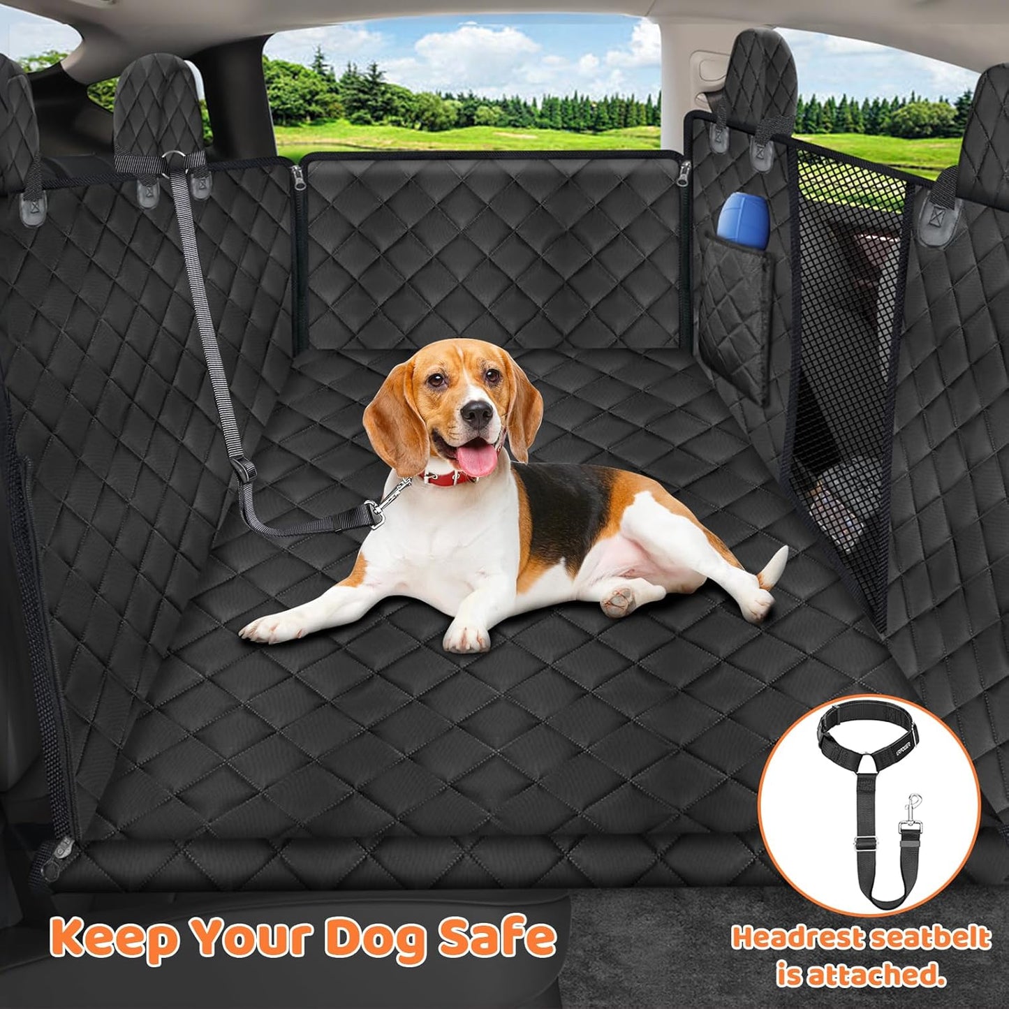 URPOWER Dog Back Seat Extender for Tesla Model Y, Hard Bottom Dog Car Seat Cover Holds 400 lbs, Waterproof Dogs Hammock for Car Pet Backseat & Door Protector Dogs Car Bed for Model Y 2025-2020