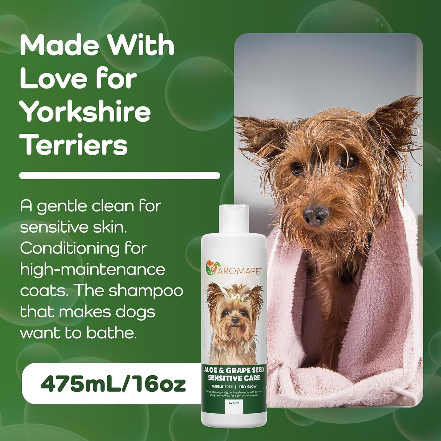 Sensitive Care -Tangle-Free-Silky Shine Softening and detangling Shampoo, Delicate Coat Clean & Odor Control Shampoo – Advanced Shine Formula for Dogs (Yorkshire Terrier, 16 Fluid Ounces)