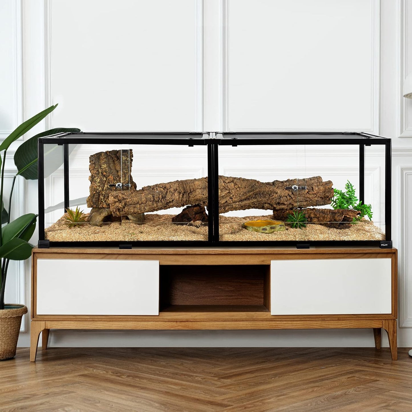 REPTIZOO 84 Gallon Large Reptile Terrarium Extra-Long 60" x 18" x 18" Spliceable Glass Reptile Tank, Double Top Cover Enclosure Habitats
