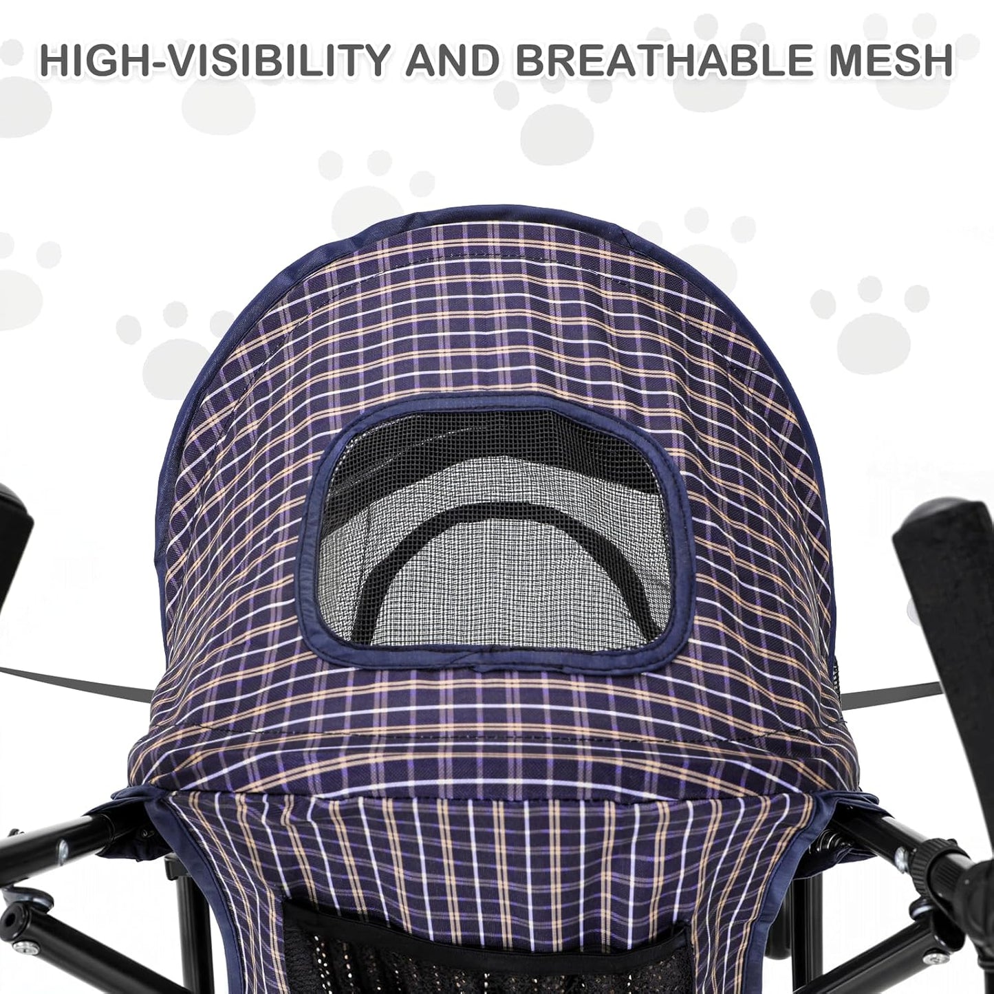 MoNiBloom 4 Wheels Pet Stroller, Easy-Fold Umbrella Shaped Dog Cat Jogger Stroller w/Storage Bag & Visible Mesh for Small/Medium Dogs Cats Plaid