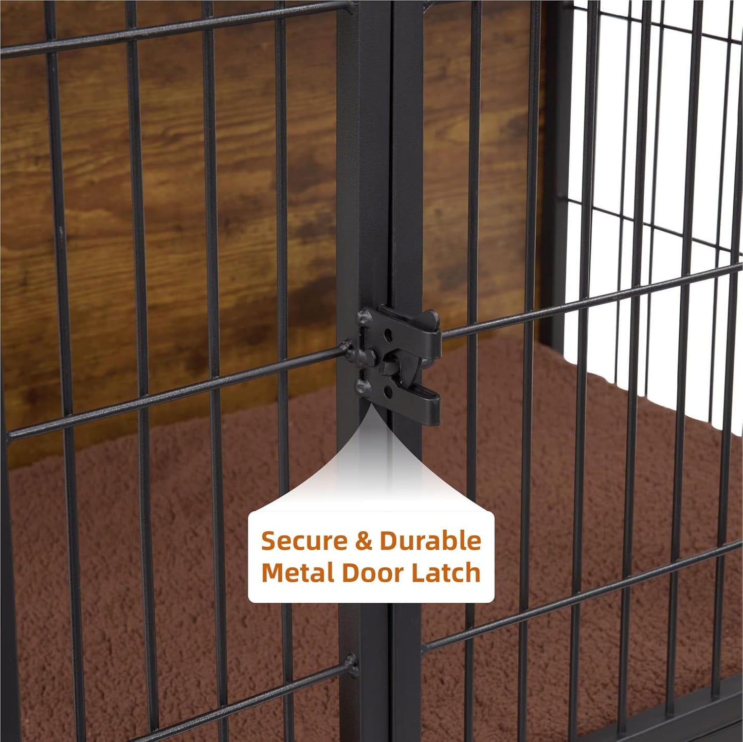 FLEXIMOUNTS Dog Crate Furniture with Cushion, Wooden Dog Kennel Furniture, Heavy Duty Dog Cage, 40" Dog Kennel with Double Doors, L