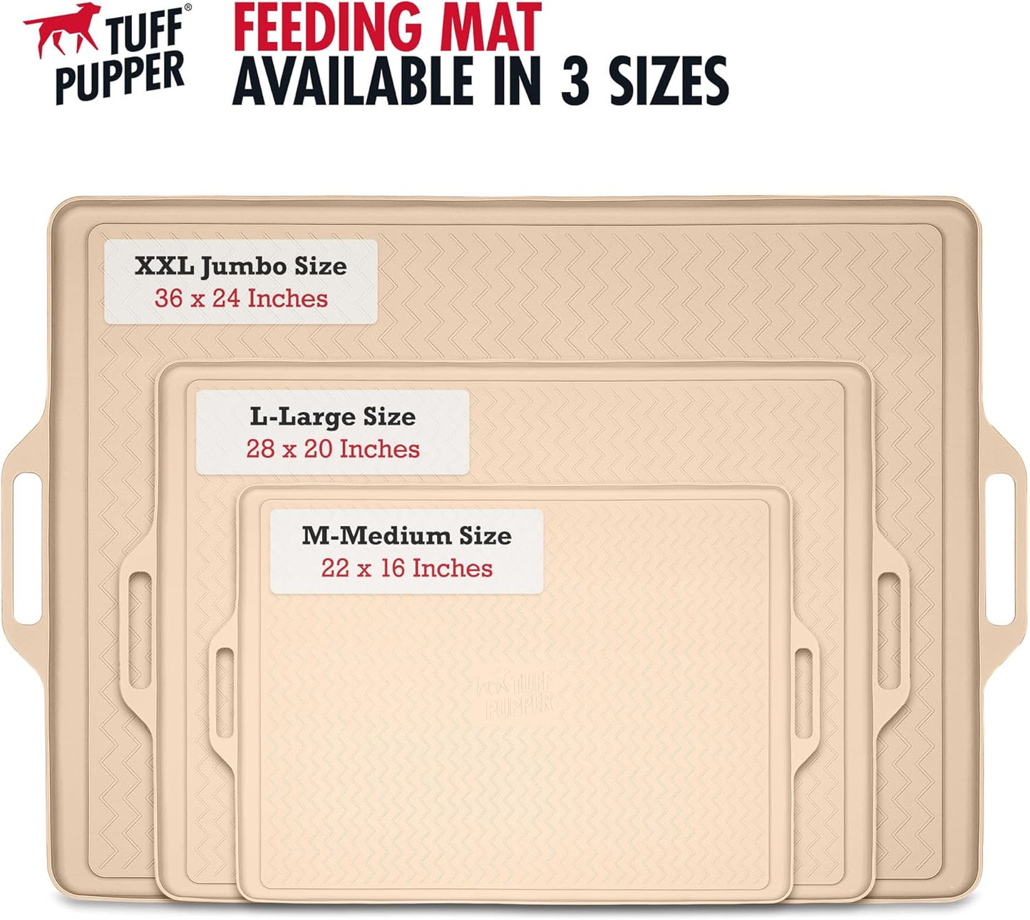 Tuff Pupper 28x20 Large Dog Feeding Mat for Food and Water | Dog Food Mats for Floors | Waterproof Dog Water Bowl Mat | Dog Placemats Pet Food Mat | Silicone Feeding Mat for Cats and Cat Bowls