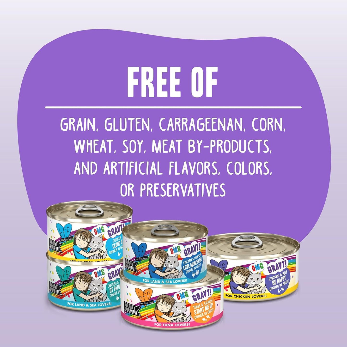 Weruva B.F.F. OMG - Best Feline Friend Oh My Gravy!, Selfie Cam! with Chicken & Lamb in Gravy Cat Food, 5.5oz Can (Pack of 8)