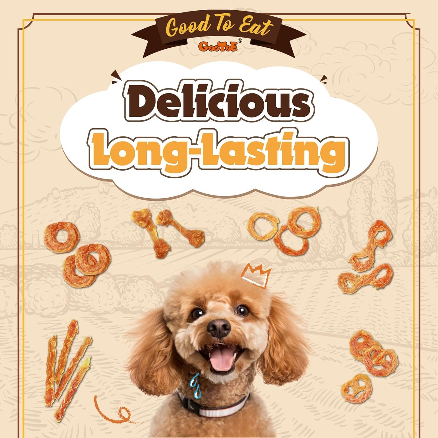 Gootoe Turkey Tendons for Dogs – All-Natural, Hypoallergenic Dog Treats, Rawhide Alternative, Long Lasting Puppy Chews, Healthy Dog Treats for Small Breeds, Pretzel (S), 6 Count Pack