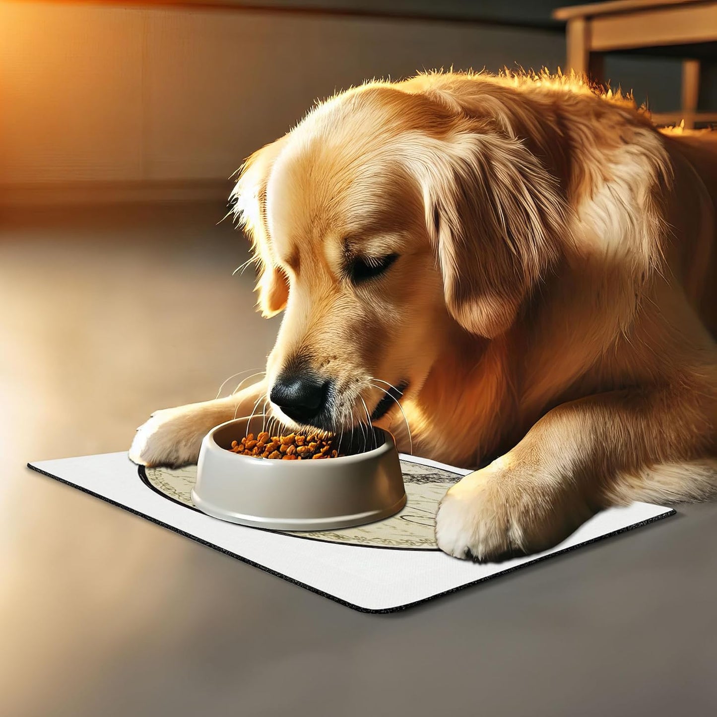 Lunarable Paris Pet Mat for Food and Water, Vintage Wall Sign with Paris Theme Famous Landmark Tourism Travel Destination, Non-Slip Rubber Mat for Dogs and Cats, 18" X 12", Beige and Black