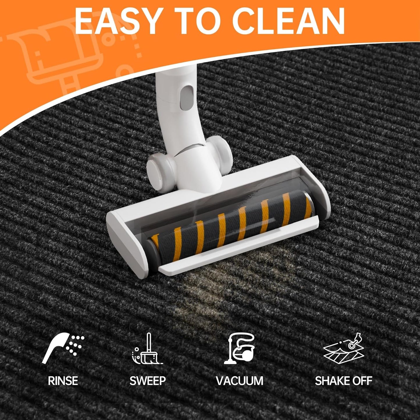 Indoor Outdoor Door Mat, 8' x 4' Doormat for Entryway, Rubber Backing Non Slip Front Door Mat Outside Entrance, Super Absorbent Commercial Floor Mat for Home Office, Black