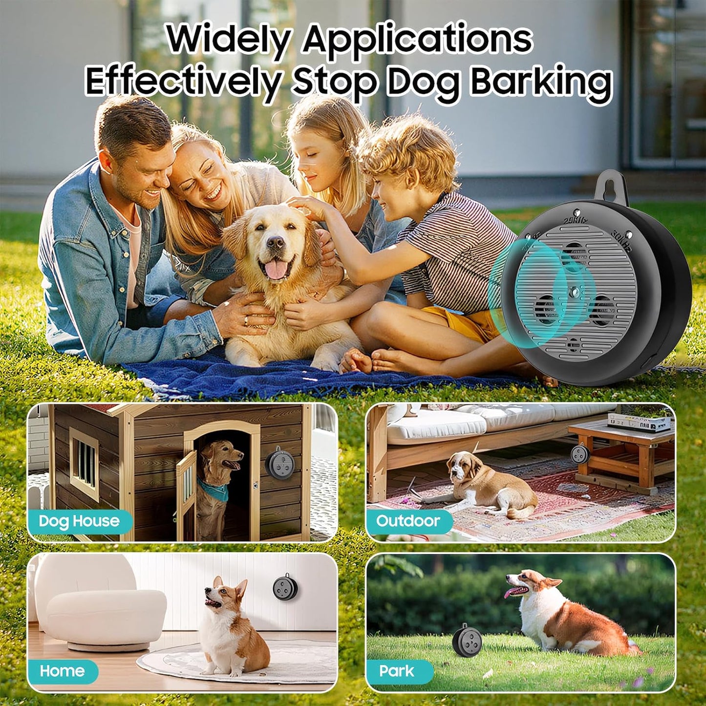 Anti Barking Devices,Auto Dog Bark Deterrent Devices with 3 Levels,Rechargeable Ultrasonic Bark Box Dog Barking Deterrent Devices, Effective Stop Barking Dog Devices for Indoor & Outdoor Dogs
