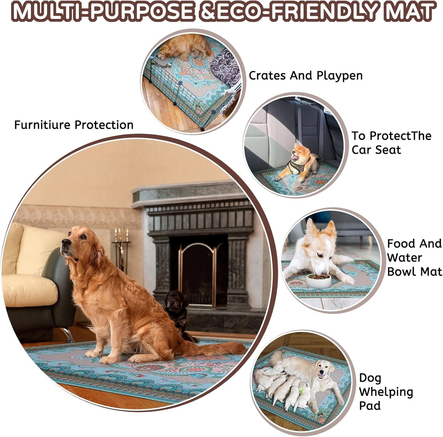 Aitmexcn Washable Pee Pads for Dogs, 2Pack Super Absorbent Reusable Puppy Pads ,100% Waterproof, Leak-Proof Whelping Pads Non-Slip Dog Mats for Floor Protector,Couch Cover, Crate, Potty Training 41x41