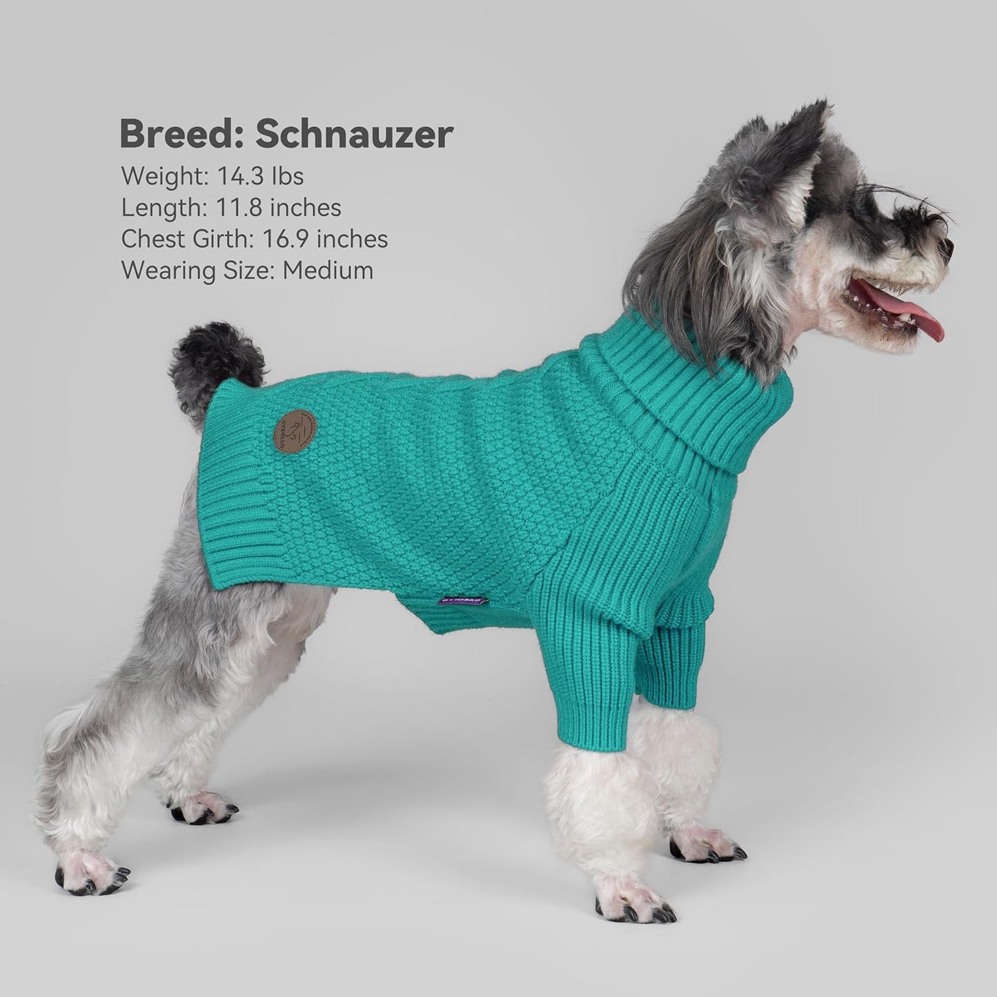cyeollo Small Dog Sweater, Warm Stretchy Sweaters for Small Dogs Girl, Pullover Knitted Thermal Winter Big Dog Clothes with Sleeves, Turtleneck Pet Beagle Border Collie Apparel, Aqua Green L