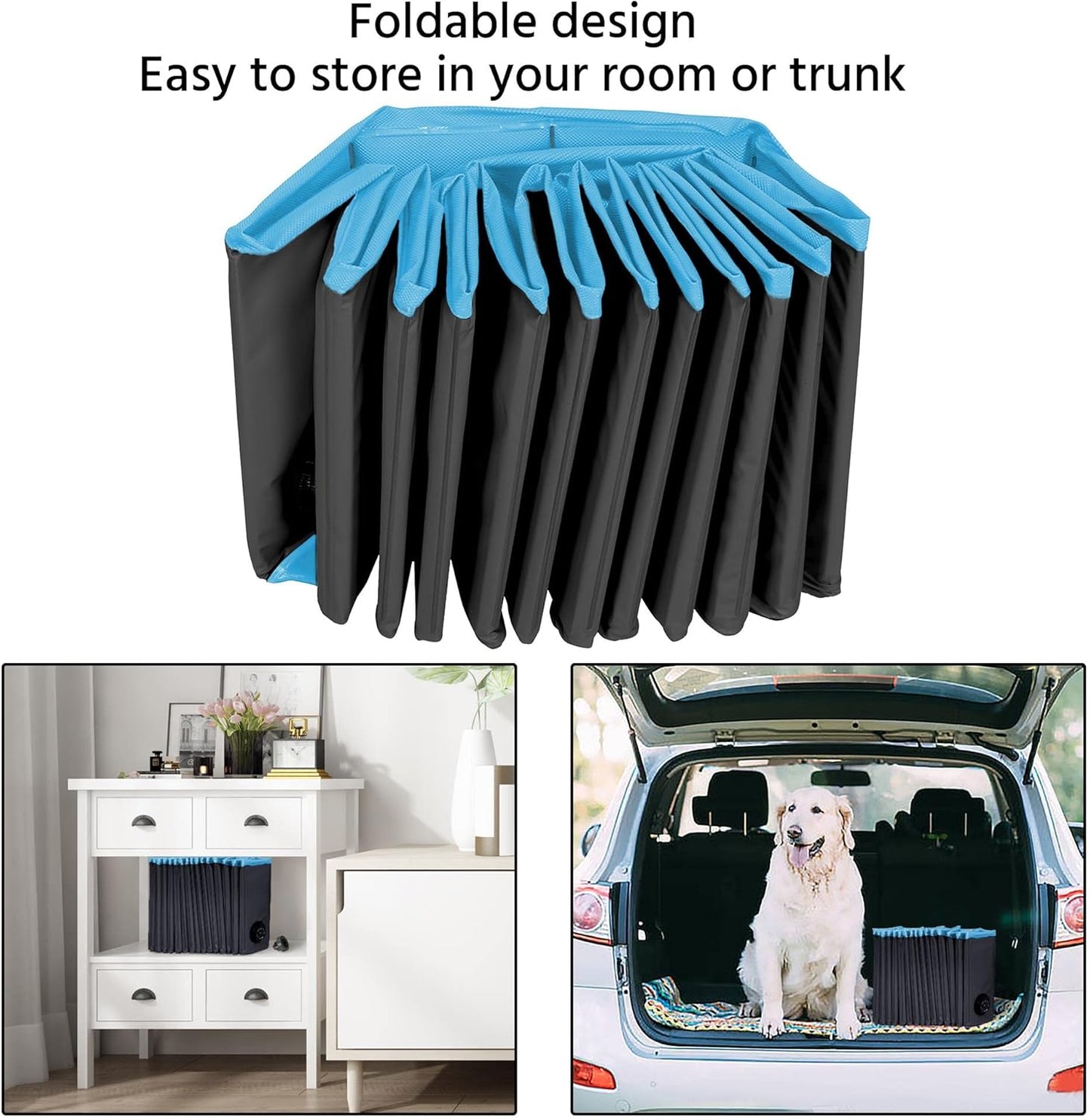 Yaheetech Black Hard Plastic Dog Pools for Small Medium Large Dogs Puppies Pet Collapsible Bath Pool Tub for Outdoor/Home Use, Pet Repair Patches Included, XL