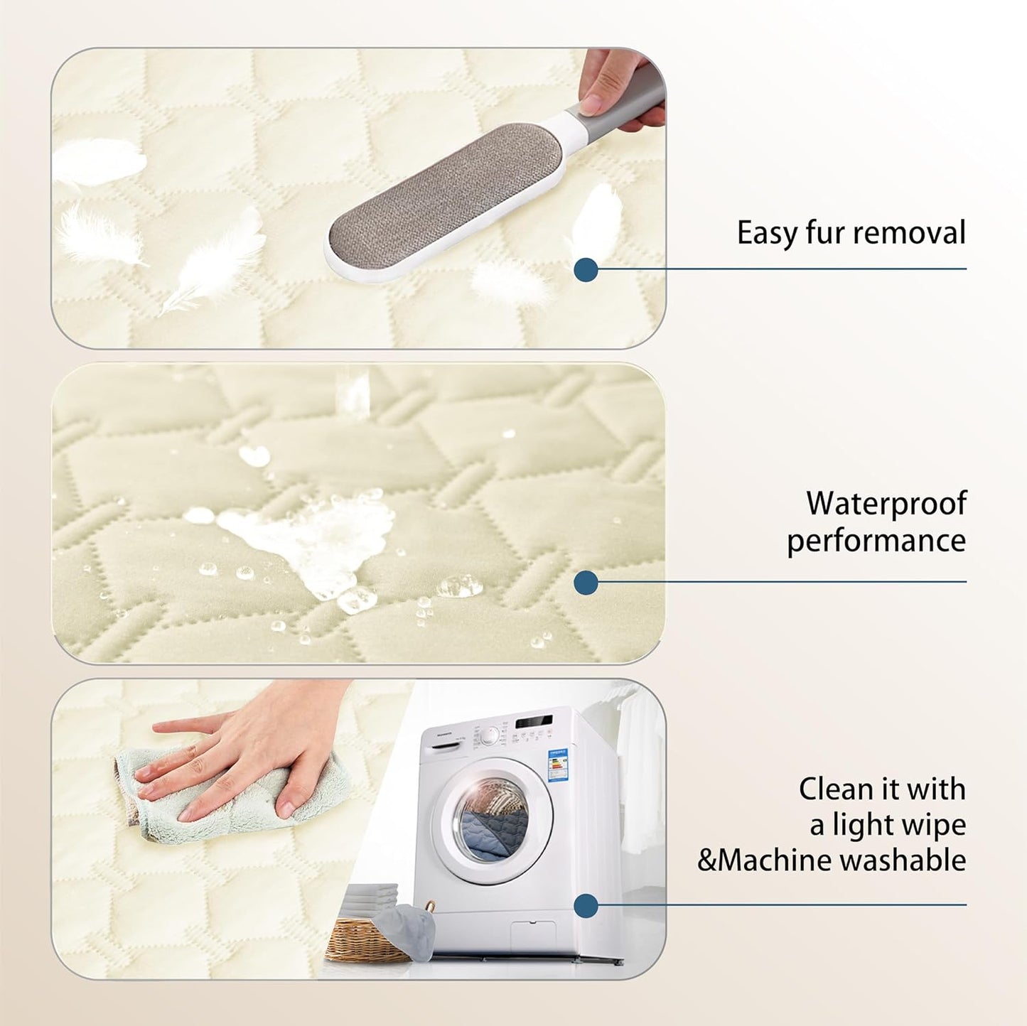 gogobunny 100% Double-Sided Waterproof Dog Bed Cover Pet Blanket Sofa Couch Furniture Protector for Puppy Large Dog Cat, Reversible (30x70 Inch (Pack of 1), Dark Cream/Light Cream)