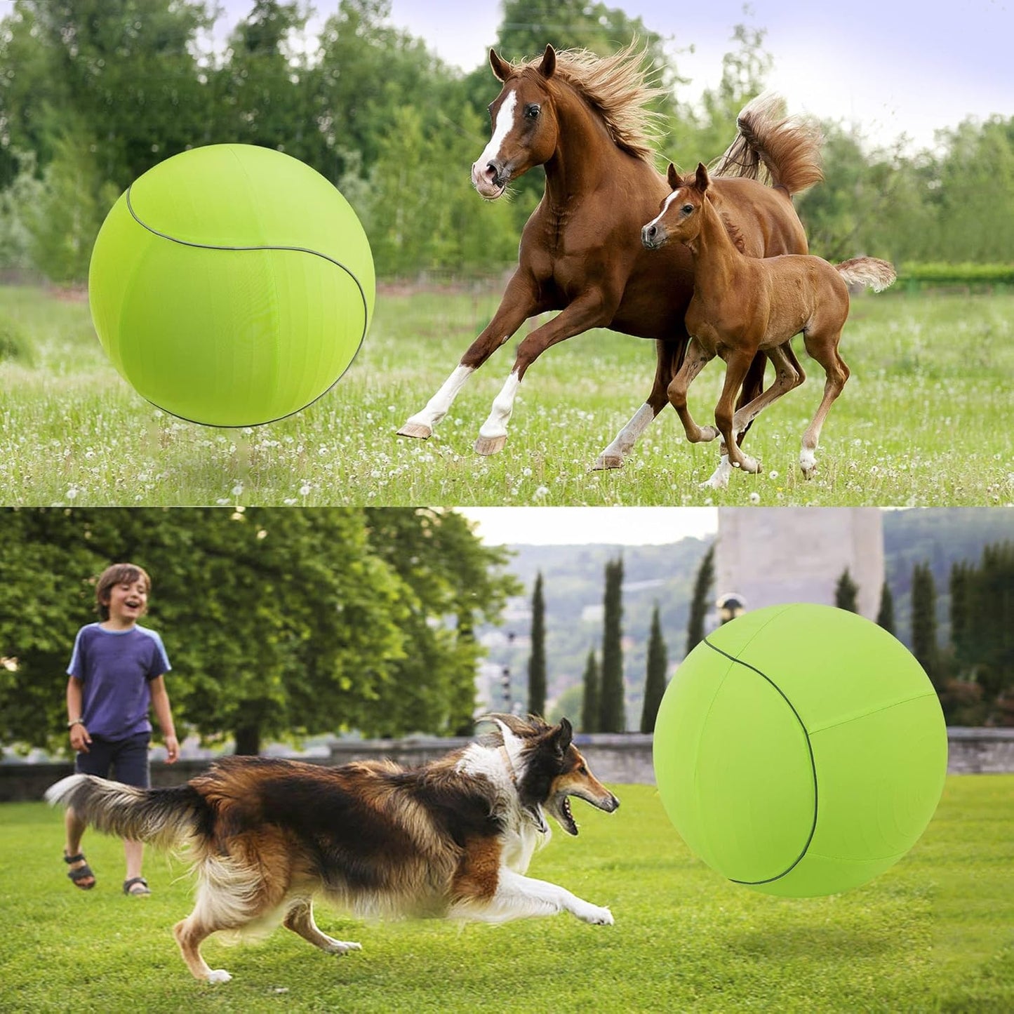 Herding Ball for Dogs & Horses - 25" with Cover Large Green Ball with Pump