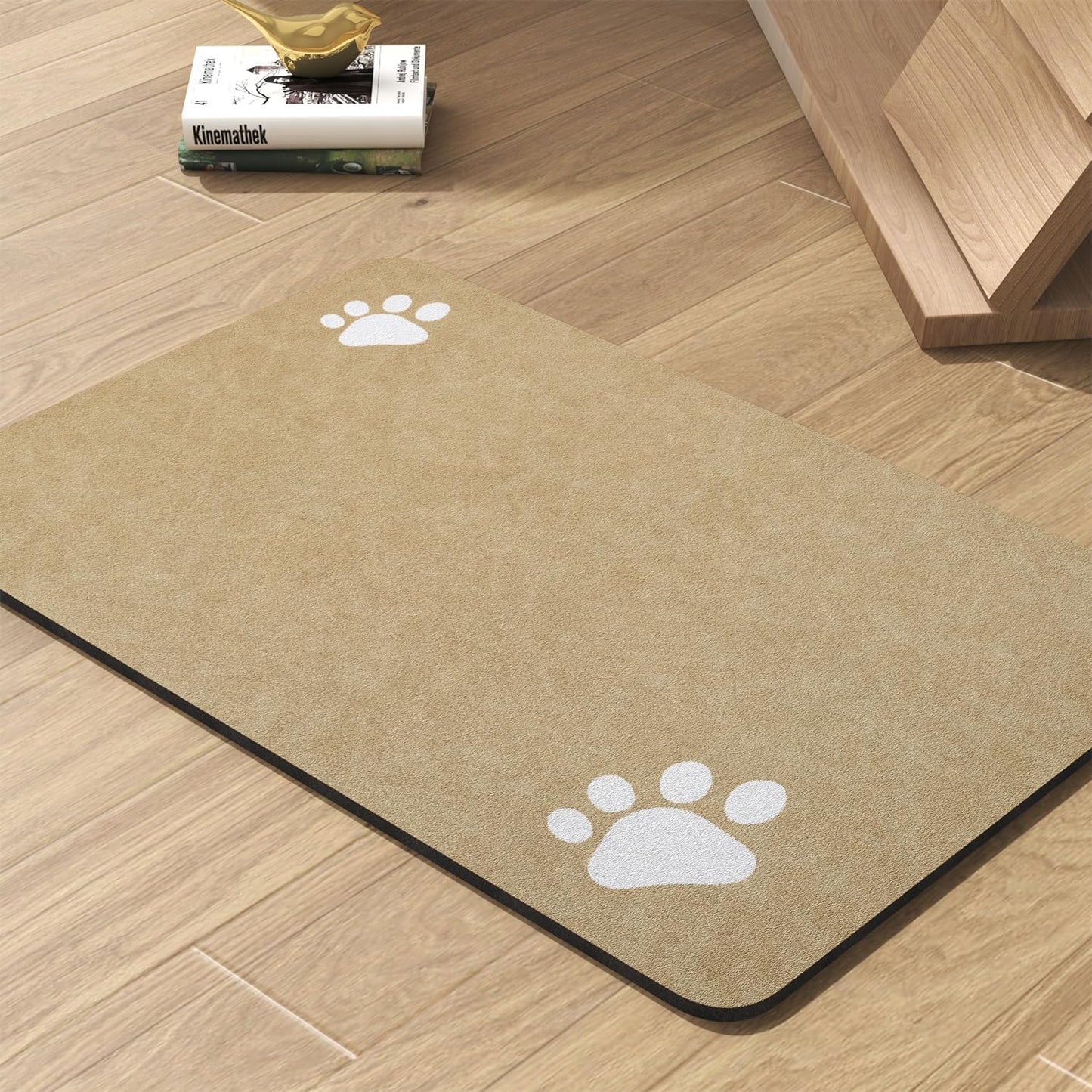 Pet Feeding Mat-Absorbent Dog Mat for Food and Water Bowl-No Stains Quick Dry Water Dispenser Mat-Dog Accessories Pet Supplies-Bowl for Messy Drinkers(Beige,17"x28"